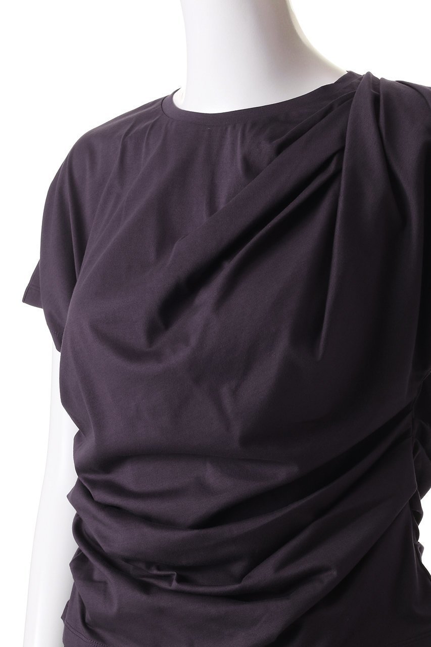 【ランバン オン ブルー/LANVIN en Bleu】のタックドレープカットソー 人気、トレンドファッション・服の通販 founy(ファニー) 　ファッション　Fashion　レディースファッション　Fashion for Women　トップス・カットソー　Cut & Sew Tops　シャツ・ブラウス・オフィスカジュアル　Elegant Blouses & Button-Ups　ロングTシャツ・Tシャツ　Longline T-Shirts & Tees　カットソー・ベーシックTシャツ　Cut-and-Sewn Tops / Stretch Tees & Basics　アシンメトリー　Asymmetrical Style　エレガント 上品　Elegant　カットソー　Cut and Sewn Top　コンパクト　Compact, Small Size　シェイプ　Shape, Slim Fit　ショート　Short, Short Length　スリーブ　Sleeve, Long Sleeve / Short Sleeve　ドレープ　Drape, Draping Fabric　ランダム　Random, Irregular　other-5|ID: prp329100004608747 ipo3291000000035964008