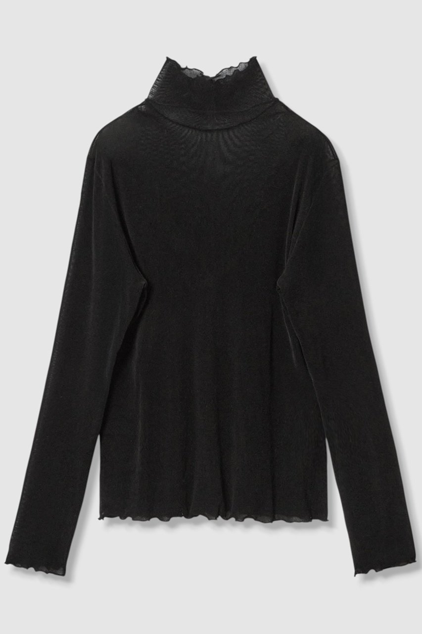 【アナイ/ANAYI】のチュールフロッキータートル プルオーバー 人気、トレンドファッション・服の通販 founy(ファニー) 　ファッション　Fashion　レディースファッション　Fashion for Women　トップス・カットソー　Cut & Sew Tops　シャツ・ブラウス・オフィスカジュアル　Elegant Blouses & Button-Ups　ロングTシャツ・Tシャツ　Longline T-Shirts & Tees　カジュアルプルオーバー・ニットトップス　Pullovers & Knit Tops / Casual Pullovers　カットソー・ベーシックTシャツ　Cut-and-Sewn Tops / Stretch Tees & Basics　おすすめ　Recommended / Our Picks　インナー　Innerwear　カットソー　Cut and Sewn Top　シアー　Sheer, See-Through　スタンド　Stand Collar, Upright Stand　ストレッチ　Stretch, Stretchy Fabric　スリーブ　Sleeve, Long Sleeve / Short Sleeve　ベロア　Velour, Soft Velvet　ロング　Long, Long-Length　新作・新入荷　New Arrivals / New In　秋　Autumn　other-2|ID: prp329100004608753 ipo3291000000032948554
