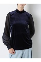 【ヒューエルミュージアム/hueLe Museum】の【STUMBLY】Velour Organdy Pullover ネイビー|ID:prp329100004608754