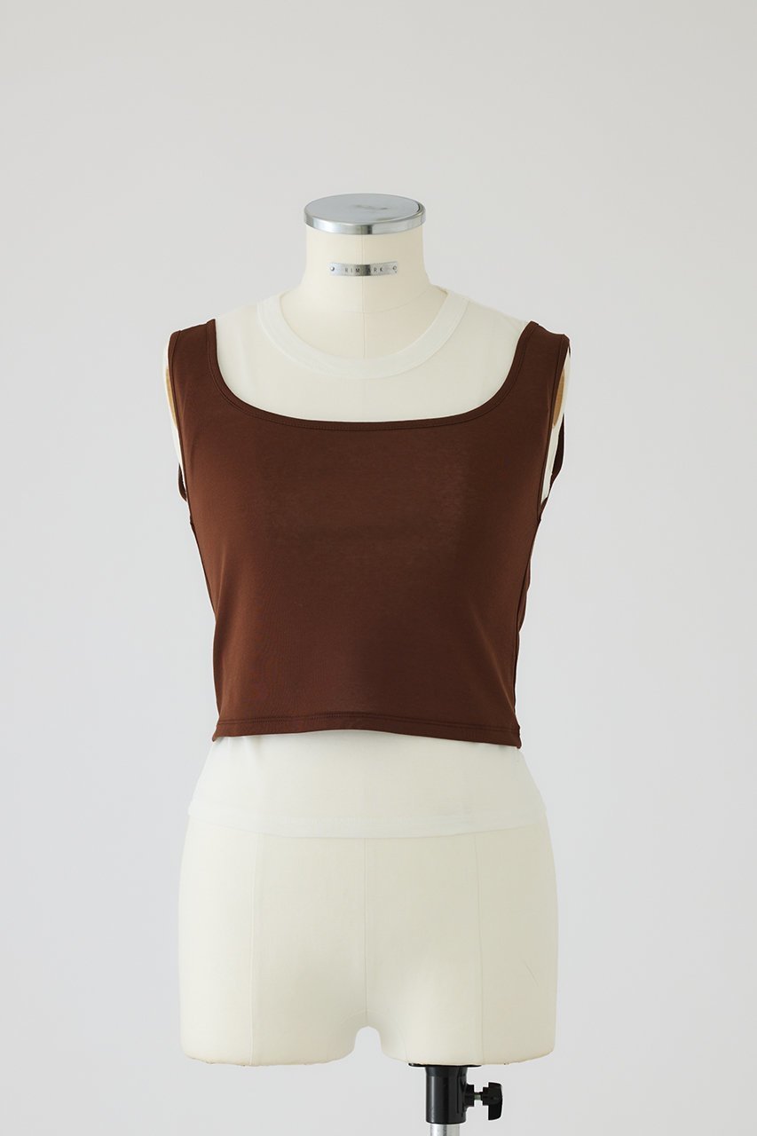 【リムアーク/RIM.ARK】のHigh gauge cotton N/S set/トップス・セットアイテム インテリア・キッズ・メンズ・レディースファッション・服の通販 founy(ファニー) 　ファッション　Fashion　レディースファッション　Fashion for Women　トップス・カットソー　Cut & Sew Tops　キャミソール&ノースリーブ　Camisoles & Sleeveless Tops　シャツ・ブラウス・オフィスカジュアル　Elegant Blouses & Button-Ups　ロングTシャツ・Tシャツ　Longline T-Shirts & Tees　カットソー・ベーシックTシャツ　Cut-and-Sewn Tops / Stretch Tees & Basics　おすすめ　Recommended / Our Picks　インナー　Innerwear　キャミソール　Camisole, Spaghetti Strap Top　タンク　Tank Top, Sleeveless Top　ベーシック　Basic, Essential　今季　This Season, Current Season　吸水　Absorbent, Quick-Dry　ブラウン|ID: prp329100004608755 ipo3291000000035676232