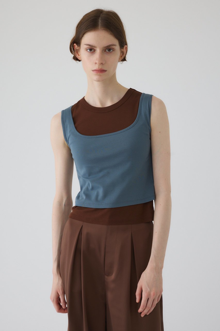 【リムアーク/RIM.ARK】のHigh gauge cotton N/S set/トップス・セットアイテム インテリア・キッズ・メンズ・レディースファッション・服の通販 founy(ファニー) 　ファッション　Fashion　レディースファッション　Fashion for Women　トップス・カットソー　Cut & Sew Tops　キャミソール&ノースリーブ　Camisoles & Sleeveless Tops　シャツ・ブラウス・オフィスカジュアル　Elegant Blouses & Button-Ups　ロングTシャツ・Tシャツ　Longline T-Shirts & Tees　カットソー・ベーシックTシャツ　Cut-and-Sewn Tops / Stretch Tees & Basics　おすすめ　Recommended / Our Picks　インナー　Innerwear　キャミソール　Camisole, Spaghetti Strap Top　タンク　Tank Top, Sleeveless Top　ベーシック　Basic, Essential　今季　This Season, Current Season　吸水　Absorbent, Quick-Dry　ライトブルー|ID: prp329100004608755 ipo3291000000035676233