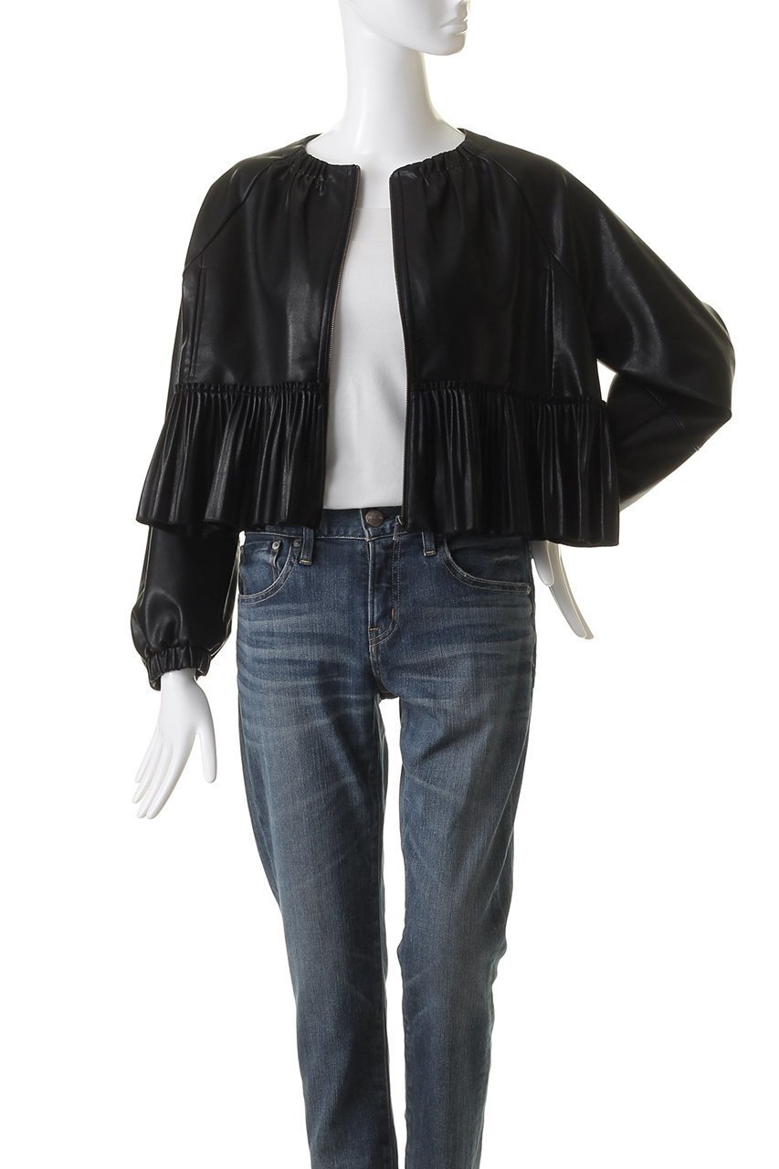 【マリリンムーン/MARILYN MOON】のプリーツフェイクレザーブルゾン 人気、トレンドファッション・服の通販 founy(ファニー) 　ファッション　Fashion　レディースファッション　Fashion for Women　アウター　Coat / Outerwear Collection　レディースジャケット・軽アウター　Jackets　ブルゾンジャケット・スポーティアウター　Blouson Jackets　ショート　Short, Short Length　ジャケット　Jacket, Outerwear　トレンド　Trend, Trending Now　バランス　Balance, Style Balance　フェイクレザー　Faux Leather, PU Leather　フェミニン　Feminine, Girly　ブルゾン　Blouson, Bomber Jacket　プリーツ　Pleats, Pleated　ワイド　Wide, Wide Fit　エレガント 上品　Elegant　other-7|ID: prp329100004608763 ipo3291000000032948971
