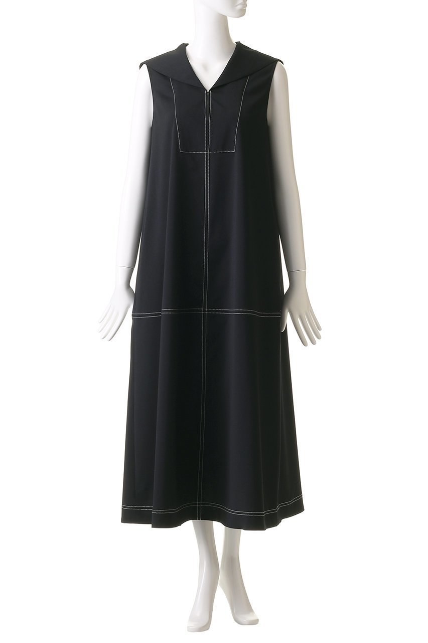 【ランバン オン ブルー/LANVIN en Bleu】のセーラーカラーフレアワンピース 人気、トレンドファッション・服の通販 founy(ファニー) 　ファッション　Fashion　レディースファッション　Fashion for Women　ワンピース　Dresses　チュニック　Tunic Tops & Dresses　チュニック　Tunic, Long Top　ハイネック　High Neck, Mock Neck　ロング　Long, Long-Length　新作・新入荷　New Arrivals / New In　other-2|ID: prp329100004608766 ipo3291000000032949001