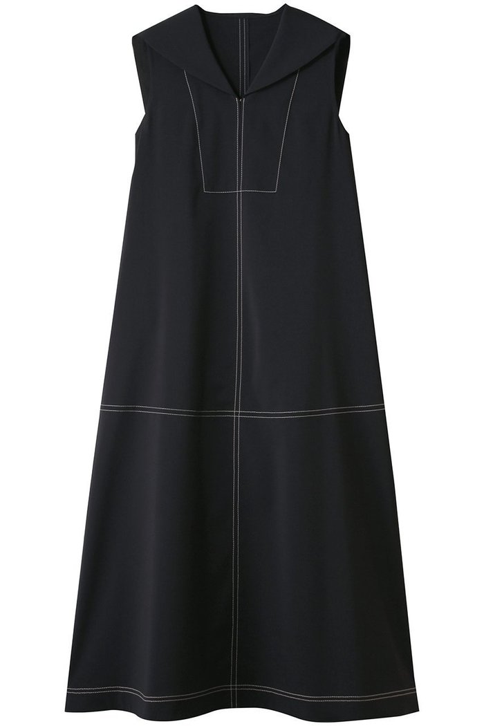 【ランバン オン ブルー/LANVIN en Bleu】のセーラーカラーフレアワンピース インテリア・キッズ・メンズ・レディースファッション・服の通販 founy(ファニー) https://founy.com/ ファッション Fashion レディースファッション Fashion for Women ワンピース Dresses チュニック Tunic Tops & Dresses チュニック Tunic, Long Top ハイネック High Neck, Mock Neck ロング Long, Long-Length 再入荷 Restock / Back in Stock |ID: prp329100004608766 ipo3291000000035964032