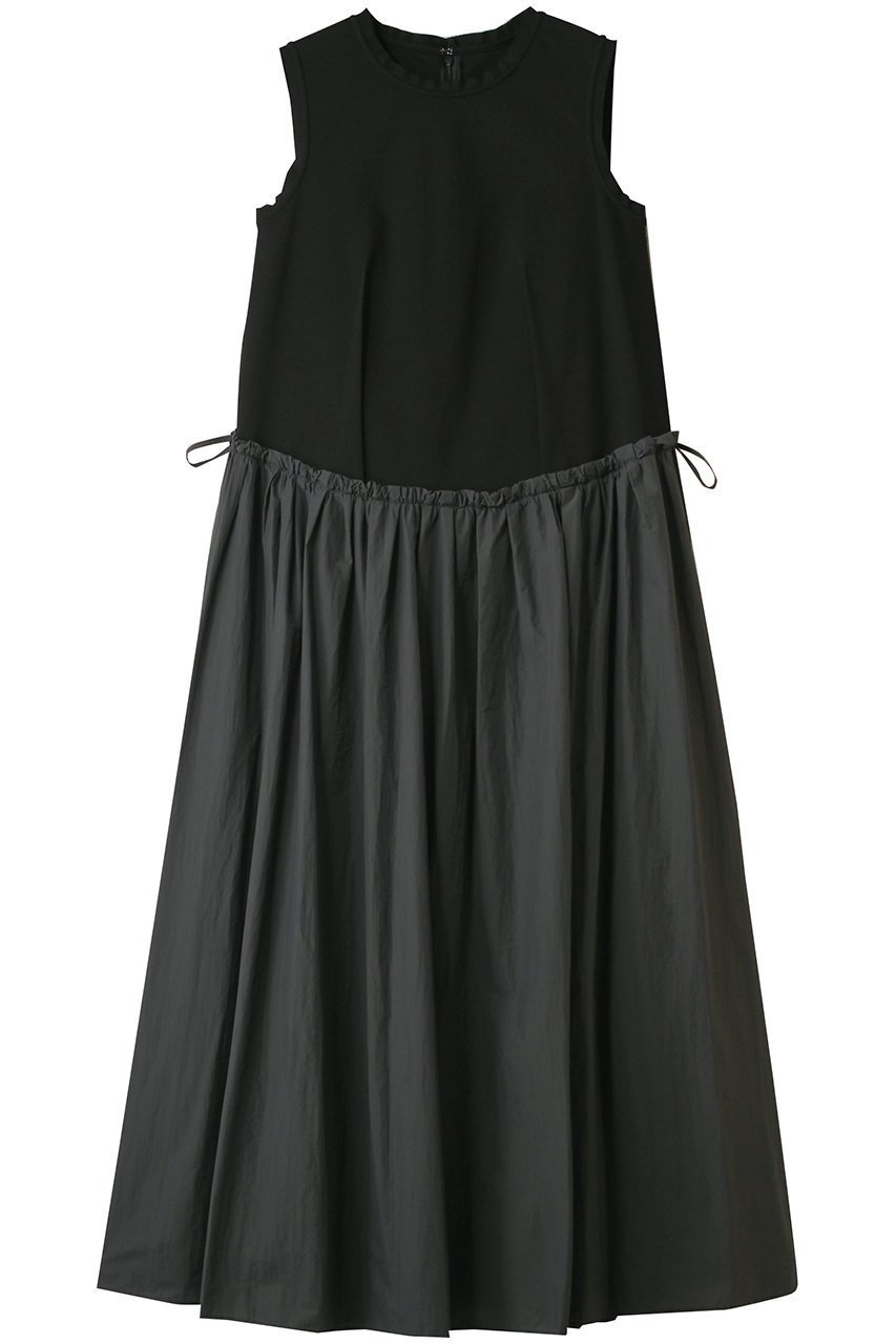 【ランバン オン ブルー/LANVIN en Bleu】のタフタコンビカットソーワンピース インテリア・キッズ・メンズ・レディースファッション・服の通販 founy(ファニー) 　ファッション　Fashion　レディースファッション　Fashion for Women　ワンピース　Dresses　チュニック　Tunic Tops & Dresses　コンビ　Combo, Combination Style　ジャケット　Jacket, Outerwear　タフタ　Taffeta, Structured Fabric　チュニック　Tunic, Long Top　ドッキング　Docking, Mixed Material　ロング　Long, Long-Length　新作・新入荷　New Arrivals / New In　ブラック|ID: prp329100004608768 ipo3291000000032949034