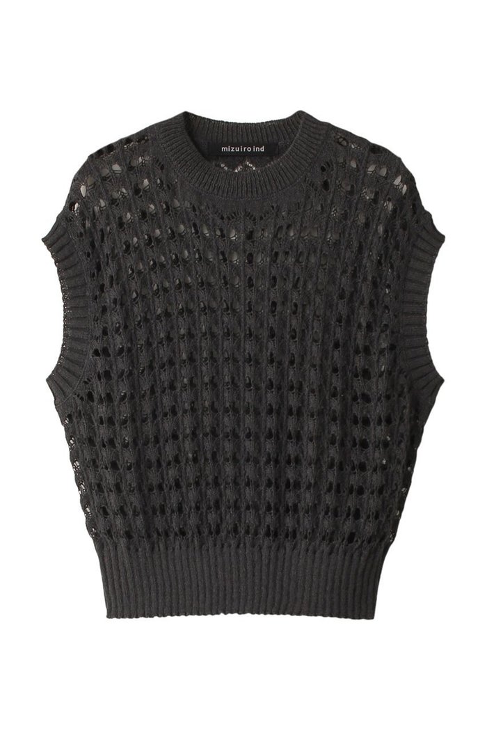 【ミズイロ インド/mizuiro ind】のpattern knitting c/neck vest ベスト インテリア・キッズ・メンズ・レディースファッション・服の通販 founy(ファニー) https://founy.com/ ファッション Fashion レディースファッション Fashion for Women トップス・カットソー Cut & Sew Tops ニット Knit Tops & Sweaters ベスト&ジレ / 重ね着スタイル Vests & Gilets カジュアルプルオーバー・ニットトップス Pullovers & Knit Tops / Casual Pullovers ショート Short, Short Length トレンド Trend, Trending Now ベスト Vest, Waistcoat |ID: prp329100004608770 ipo3291000000032949094
