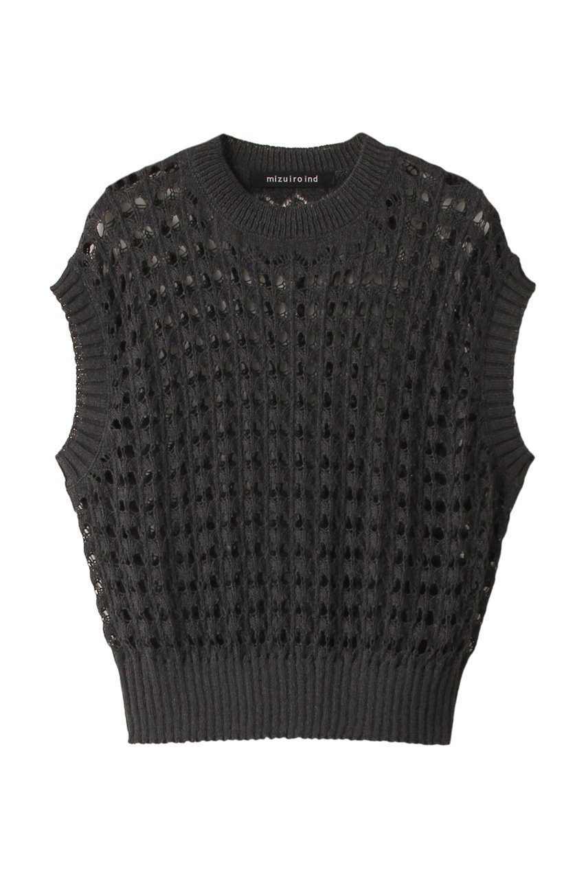 【ミズイロ インド/mizuiro ind】のpattern knitting c/neck vest ベスト インテリア・キッズ・メンズ・レディースファッション・服の通販 founy(ファニー) 　ファッション　Fashion　レディースファッション　Fashion for Women　トップス・カットソー　Cut & Sew Tops　ニット　Knit Tops & Sweaters　ベスト&ジレ / 重ね着スタイル　Vests & Gilets　カジュアルプルオーバー・ニットトップス　Pullovers & Knit Tops / Casual Pullovers　ショート　Short, Short Length　トレンド　Trend, Trending Now　ベスト　Vest, Waistcoat　c.gray|ID: prp329100004608770 ipo3291000000032949094