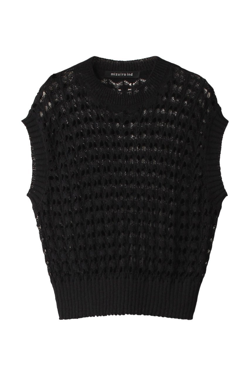 【ミズイロ インド/mizuiro ind】のpattern knitting c/neck vest ベスト インテリア・キッズ・メンズ・レディースファッション・服の通販 founy(ファニー) 　ファッション　Fashion　レディースファッション　Fashion for Women　トップス・カットソー　Cut & Sew Tops　ニット　Knit Tops & Sweaters　ベスト&ジレ / 重ね着スタイル　Vests & Gilets　カジュアルプルオーバー・ニットトップス　Pullovers & Knit Tops / Casual Pullovers　ショート　Short, Short Length　トレンド　Trend, Trending Now　ベスト　Vest, Waistcoat　black|ID: prp329100004608770 ipo3291000000032949100