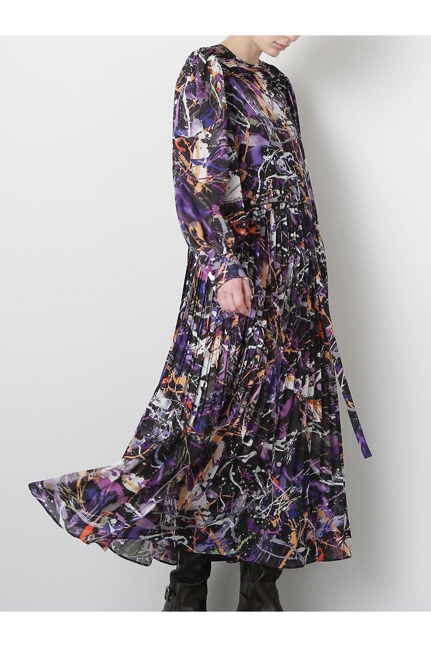 【ヒューエルミュージアム/hueLe Museum】の【STUMBLY】Printed Pleats Dress 人気、トレンドファッション・服の通販 founy(ファニー) 　ファッション　Fashion　レディースファッション　Fashion for Women　ワンピース　Dresses　フォーマル・パーティードレス・結婚式用ドレス　Elegant & Casual Dresses　チュニック　Tunic Tops & Dresses　スリーブ　Sleeve, Long Sleeve / Short Sleeve　チュニック　Tunic, Long Top　プリント　Print, Printed Pattern　プリーツ　Pleats, Pleated　ロング　Long, Long-Length　新作・新入荷　New Arrivals / New In　 other-1|ID: prp329100004608773 ipo3291000000032949174