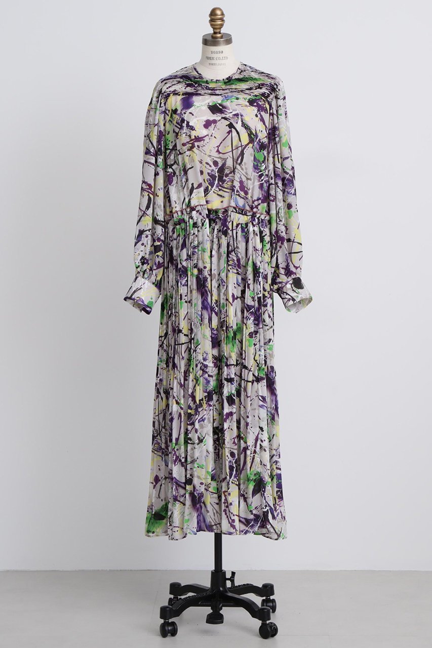 【ヒューエルミュージアム/hueLe Museum】の【STUMBLY】Printed Pleats Dress 人気、トレンドファッション・服の通販 founy(ファニー) 　ファッション　Fashion　レディースファッション　Fashion for Women　ワンピース　Dresses　フォーマル・パーティードレス・結婚式用ドレス　Elegant & Casual Dresses　チュニック　Tunic Tops & Dresses　スリーブ　Sleeve, Long Sleeve / Short Sleeve　チュニック　Tunic, Long Top　プリント　Print, Printed Pattern　プリーツ　Pleats, Pleated　ロング　Long, Long-Length　新作・新入荷　New Arrivals / New In　other-2|ID: prp329100004608773 ipo3291000000032949192
