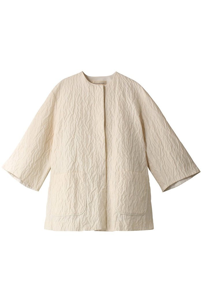 【デザイン ワークス/DESIGN WORKS】の膨れJQバックギャザーコート インテリア・キッズ・メンズ・レディースファッション・服の通販 founy(ファニー) https://founy.com/ ファッション Fashion レディースファッション Fashion for Women アウター Coat / Outerwear Collection コート・ロングコート・ピーコート Long Coats, Peacoats & More エレガント 上品 Elegant ギャザー Gathered, Ruffled ショート Short, Short Length シンプル Simple, Minimal フラワー Flower, Floral |ID: prp329100004608774 ipo3291000000032949178