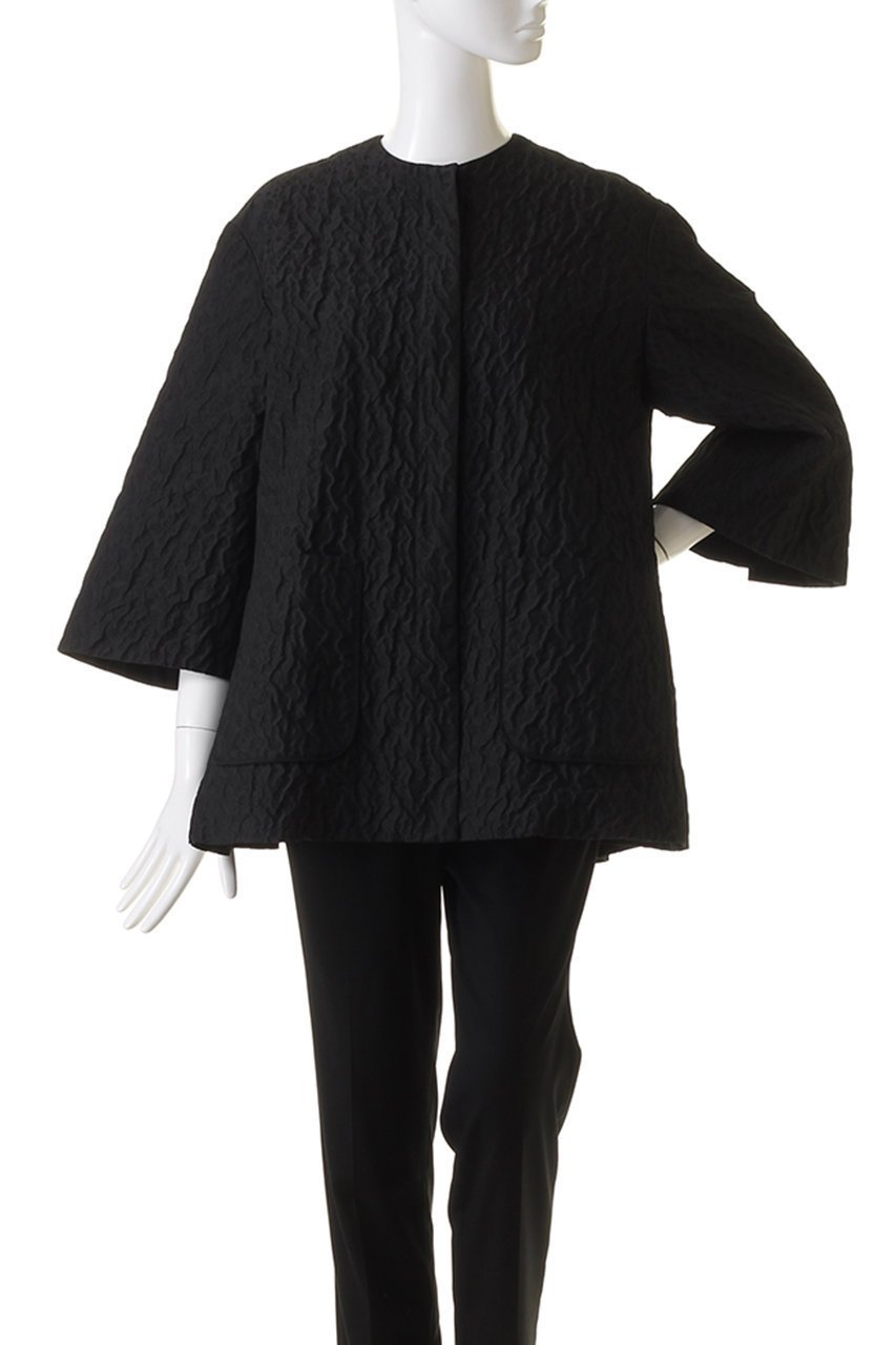 【デザイン ワークス/DESIGN WORKS】の膨れJQバックギャザーコート 人気、トレンドファッション・服の通販 founy(ファニー) 　ファッション　Fashion　レディースファッション　Fashion for Women　アウター　Coat / Outerwear Collection　コート・ロングコート・ピーコート　Long Coats, Peacoats & More　エレガント 上品　Elegant　ギャザー　Gathered, Ruffled　ショート　Short, Short Length　シンプル　Simple, Minimal　フラワー　Flower, Floral　other-2|ID: prp329100004608774 ipo3291000000032949196
