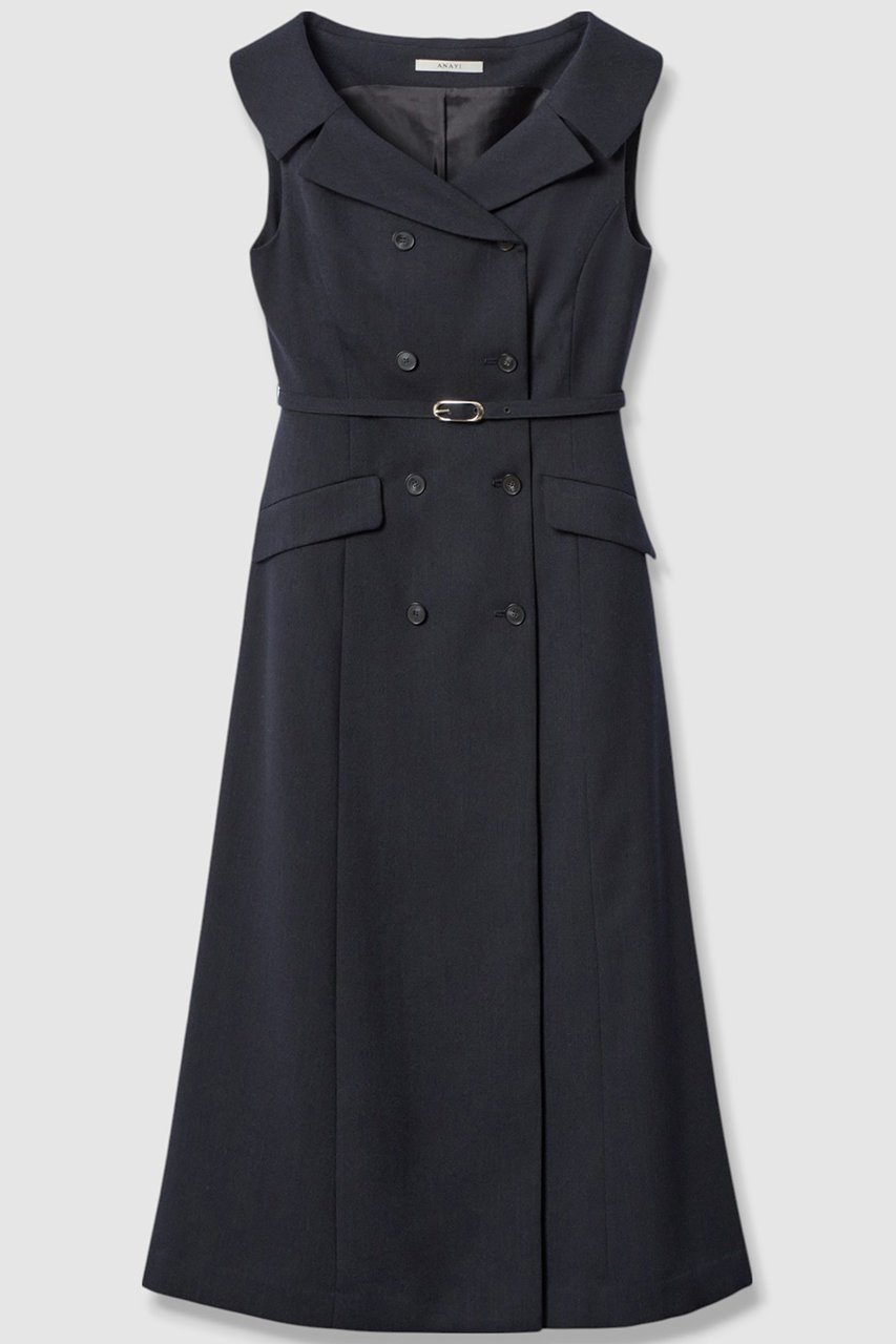 【アナイ/ANAYI】のポリツイルオフショルワンピース インテリア・キッズ・メンズ・レディースファッション・服の通販 founy(ファニー) 　ファッション　Fashion　レディースファッション　Fashion for Women　ワンピース　Dresses　チュニック　Tunic Tops & Dresses　おすすめ　Recommended / Our Picks　インナー　Innerwear　エレガント 上品　Elegant　カットソー　Cut and Sewn Top　チュニック　Tunic, Long Top　ツイード　Twill, Twill Weave　フロント　Front, Front Design　ロング　Long, Long-Length　新作・新入荷　New Arrivals / New In　ネイビー|ID: prp329100004608776 ipo3291000000032949247