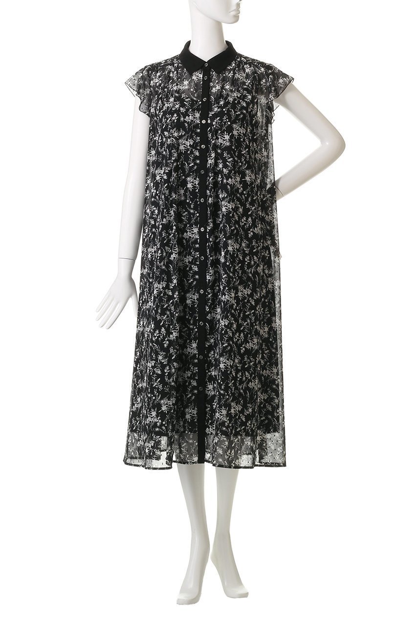 【アナイ/ANAYI】のモノトーンフラワーPTシャツワンピース 人気、トレンドファッション・服の通販 founy(ファニー) 　ファッション　Fashion　レディースファッション　Fashion for Women　ワンピース　Dresses　シャツワンピース / 1枚で着映えコーデ　Shirt Dresses　チュニック　Tunic Tops & Dresses　チュニック　Tunic, Long Top　パーティ　Party, Party Style　フラワー　Flower, Floral　フレア　Flare, Flared　モノトーン　Monotone, Black and White　リボン　Ribbon, Bow　ロング　Long, Long-Length　エレガント 上品　Elegant　other-6|ID: prp329100004608784 ipo3291000000035053319