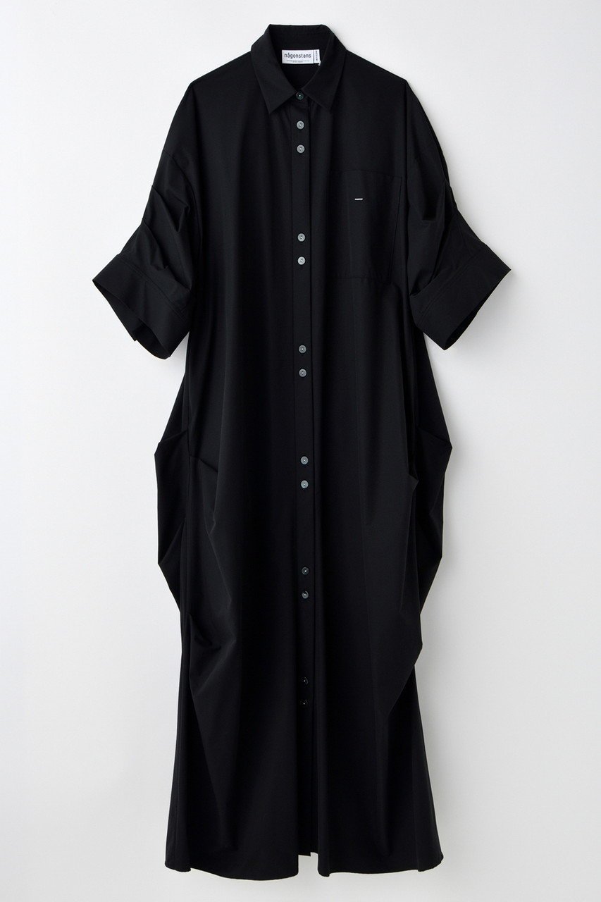 【ナゴンスタンス/nagonstans】のtuck drape shirt dress/ドレス インテリア・キッズ・メンズ・レディースファッション・服の通販 founy(ファニー) 　ファッション　Fashion　レディースファッション　Fashion for Women　ワンピース　Dresses　フォーマル・パーティードレス・結婚式用ドレス　Elegant & Casual Dresses　チュニック　Tunic Tops & Dresses　チュニック　Tunic, Long Top　ドレス　Dress, One-Piece　ロング　Long, Long-Length　再入荷　Restock / Back in Stock　夏　Summer　Black|ID: prp329100004608790 ipo3291000000032949528