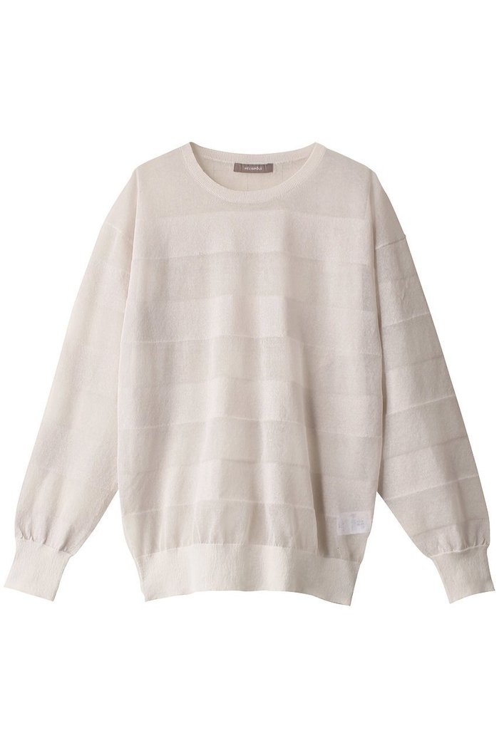 【エリオポール/heliopole】のシアーボーダークルーネックニット インテリア・キッズ・メンズ・レディースファッション・服の通販 founy(ファニー) https://founy.com/ ファッション Fashion レディースファッション Fashion for Women トップス・カットソー Cut & Sew Tops ニット Knit Tops & Sweaters カジュアルプルオーバー・ニットトップス Pullovers & Knit Tops / Casual Pullovers おすすめ Recommended / Our Picks カーディガン Cardigan, Knitwear シアー Sheer, See-Through セットアップ Set-Up, Coordinated Outfit ボーダー Border, Stripe |ID: prp329100004608792 ipo3291000000035637475