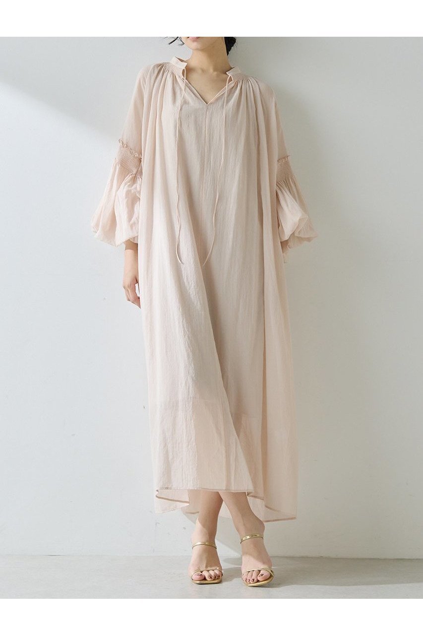 【ウィムガゼット/Whim Gazette】のコットンシフォンワンピース インテリア・キッズ・メンズ・レディースファッション・服の通販 founy(ファニー) 　ファッション　Fashion　レディースファッション　Fashion for Women　ワンピース　Dresses　チュニック　Tunic Tops & Dresses　ギャザー　Gathered, Ruffled　シフォン　Chiffon, Lightweight Fabric　チュニック　Tunic, Long Top　ハイネック　High Neck, Mock Neck　フェミニン　Feminine, Girly　フレア　Flare, Flared　ベビー　Baby, Babywear　ロング　Long, Long-Length　新作・新入荷　New Arrivals / New In　長袖　Long Sleeve, Full Sleeve　ベビーピンク|ID: prp329100004608794 ipo3291000000032949616