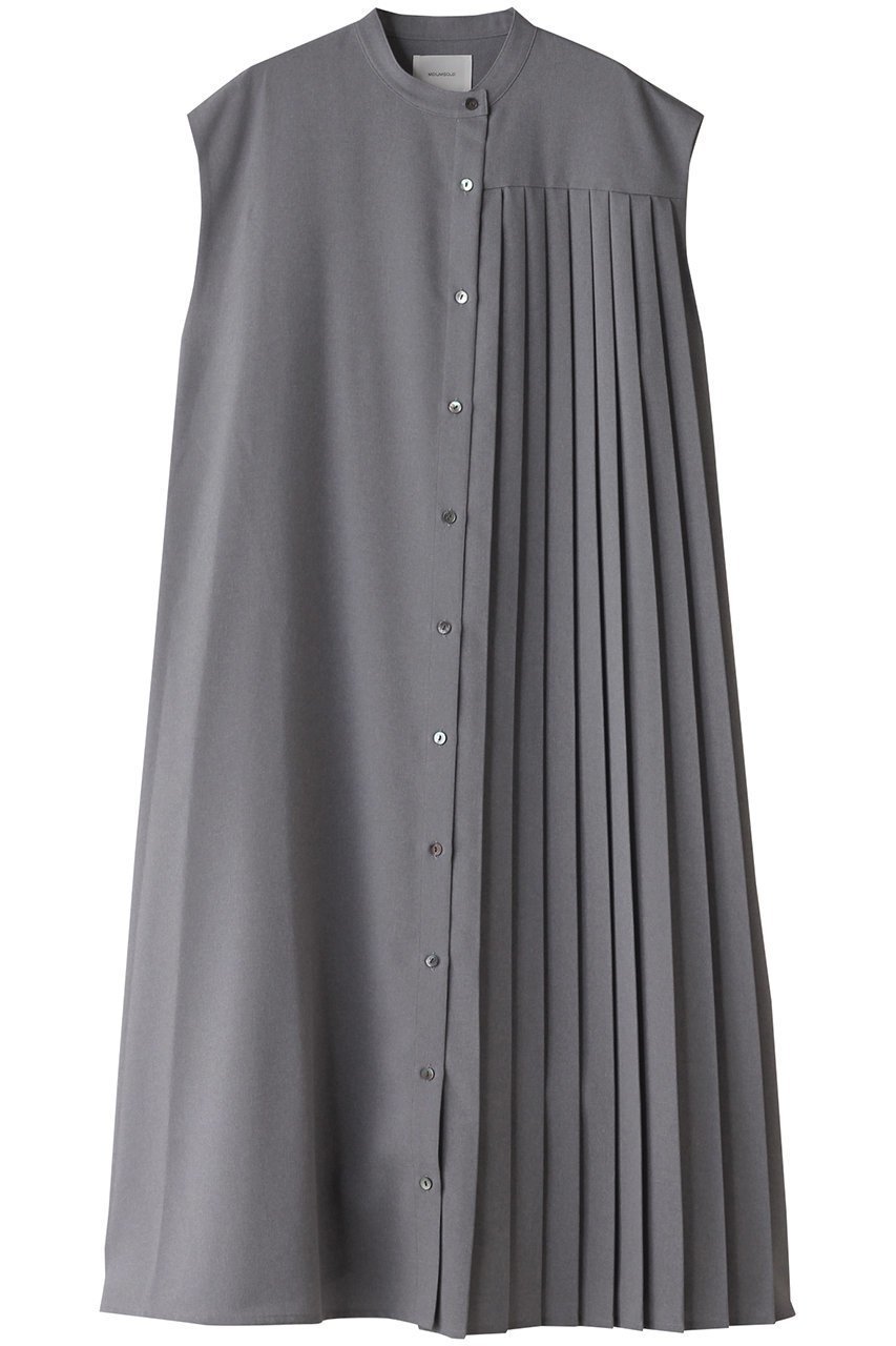 【ミディウミソリッド/MIDIUMISOLID】のasymmetry pleated n/slv OP ワンピース インテリア・キッズ・メンズ・レディースファッション・服の通販 founy(ファニー) 　ファッション　Fashion　レディースファッション　Fashion for Women　ワンピース　Dresses　チュニック　Tunic Tops & Dresses　チュニック　Tunic, Long Top　プリーツ　Pleats, Pleated　ロング　Long, Long-Length　l.gray|ID: prp329100004608799 ipo3291000000032949719