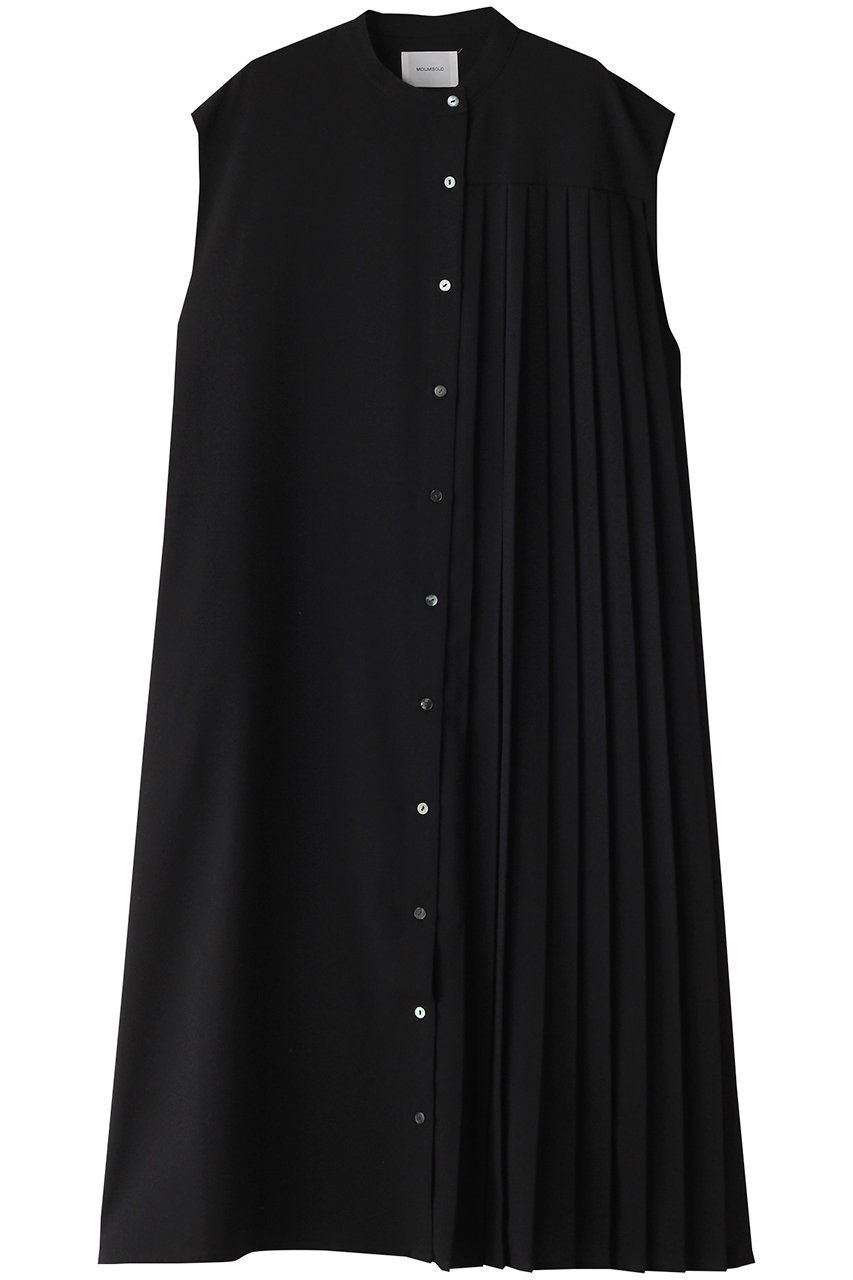 【ミディウミソリッド/MIDIUMISOLID】のasymmetry pleated n/slv OP ワンピース インテリア・キッズ・メンズ・レディースファッション・服の通販 founy(ファニー) 　ファッション　Fashion　レディースファッション　Fashion for Women　ワンピース　Dresses　チュニック　Tunic Tops & Dresses　チュニック　Tunic, Long Top　プリーツ　Pleats, Pleated　ロング　Long, Long-Length　black|ID: prp329100004608799 ipo3291000000032949725