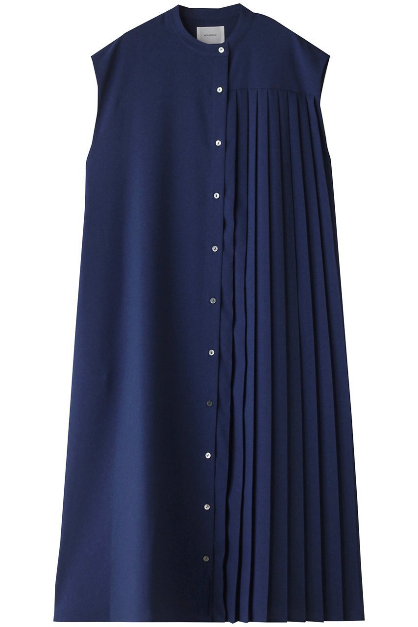 【ミディウミソリッド/MIDIUMISOLID】のasymmetry pleated n/slv OP ワンピース インテリア・キッズ・メンズ・レディースファッション・服の通販 founy(ファニー) 　ファッション　Fashion　レディースファッション　Fashion for Women　ワンピース　Dresses　チュニック　Tunic Tops & Dresses　チュニック　Tunic, Long Top　プリーツ　Pleats, Pleated　ロング　Long, Long-Length　navy|ID: prp329100004608799 ipo3291000000032949737