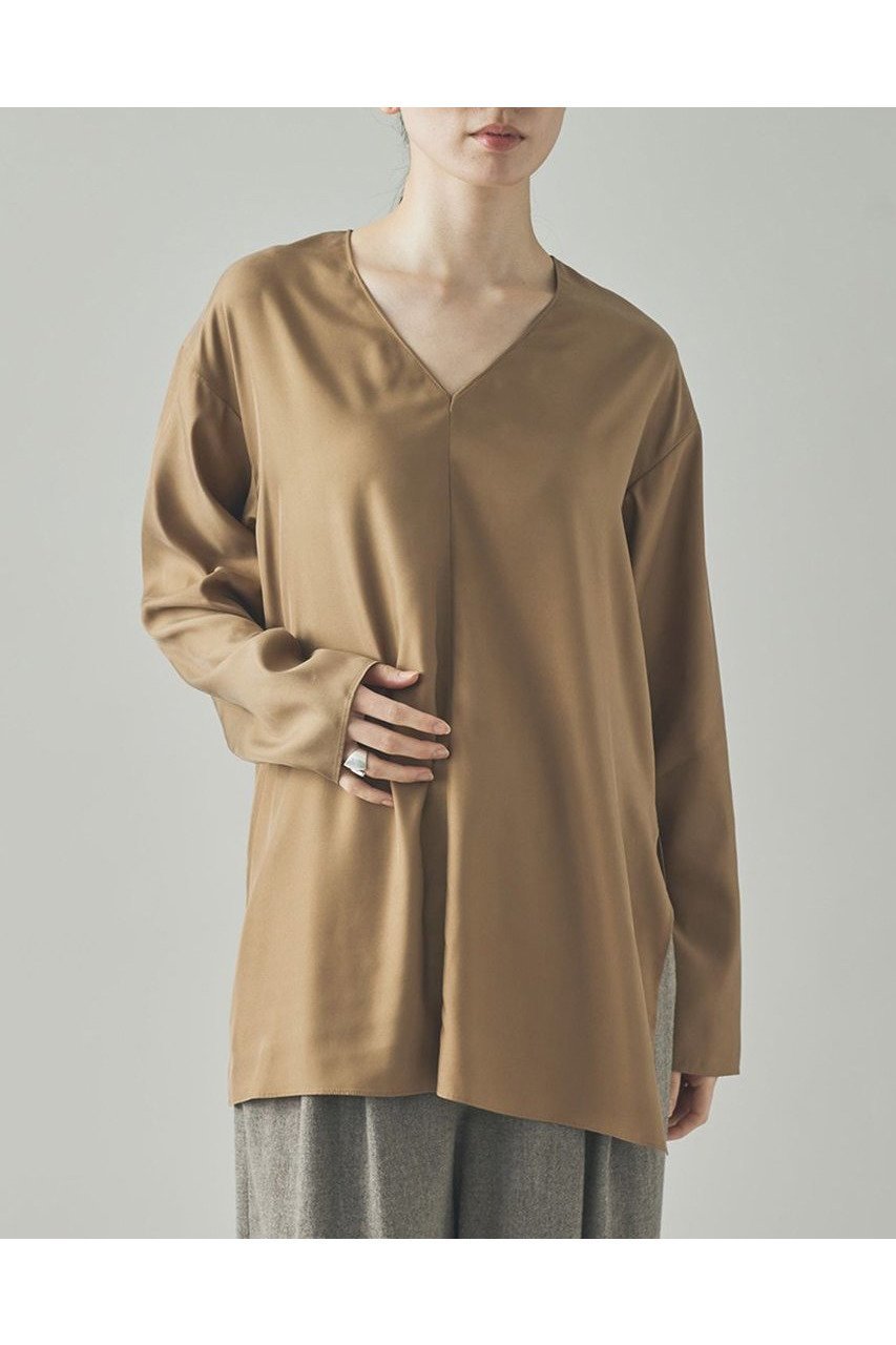 【カレンソロジー/Curensology】のキュプラツイル2WAYブラウス 人気、トレンドファッション・服の通販 founy(ファニー) 　ファッション　Fashion　レディースファッション　Fashion for Women　トップス・カットソー　Cut & Sew Tops　シャツ・ブラウス・オフィスカジュアル　Elegant Blouses & Button-Ups　エレガント 上品　Elegant　キュプラ　Cupro, Eco Fabric　シンプル　Simple, Minimal　スタイリッシュ　Stylish, Fashionable　スリット　Slit, Slit Detail　スリーブ　Sleeve, Long Sleeve / Short Sleeve　ビンテージ　Vintage, Retro Style　フォーマル　Formal, Dressy　ロング　Long, Long-Length　新作・新入荷　New Arrivals / New In　other-2|ID: prp329100004608800 ipo3291000000032949776