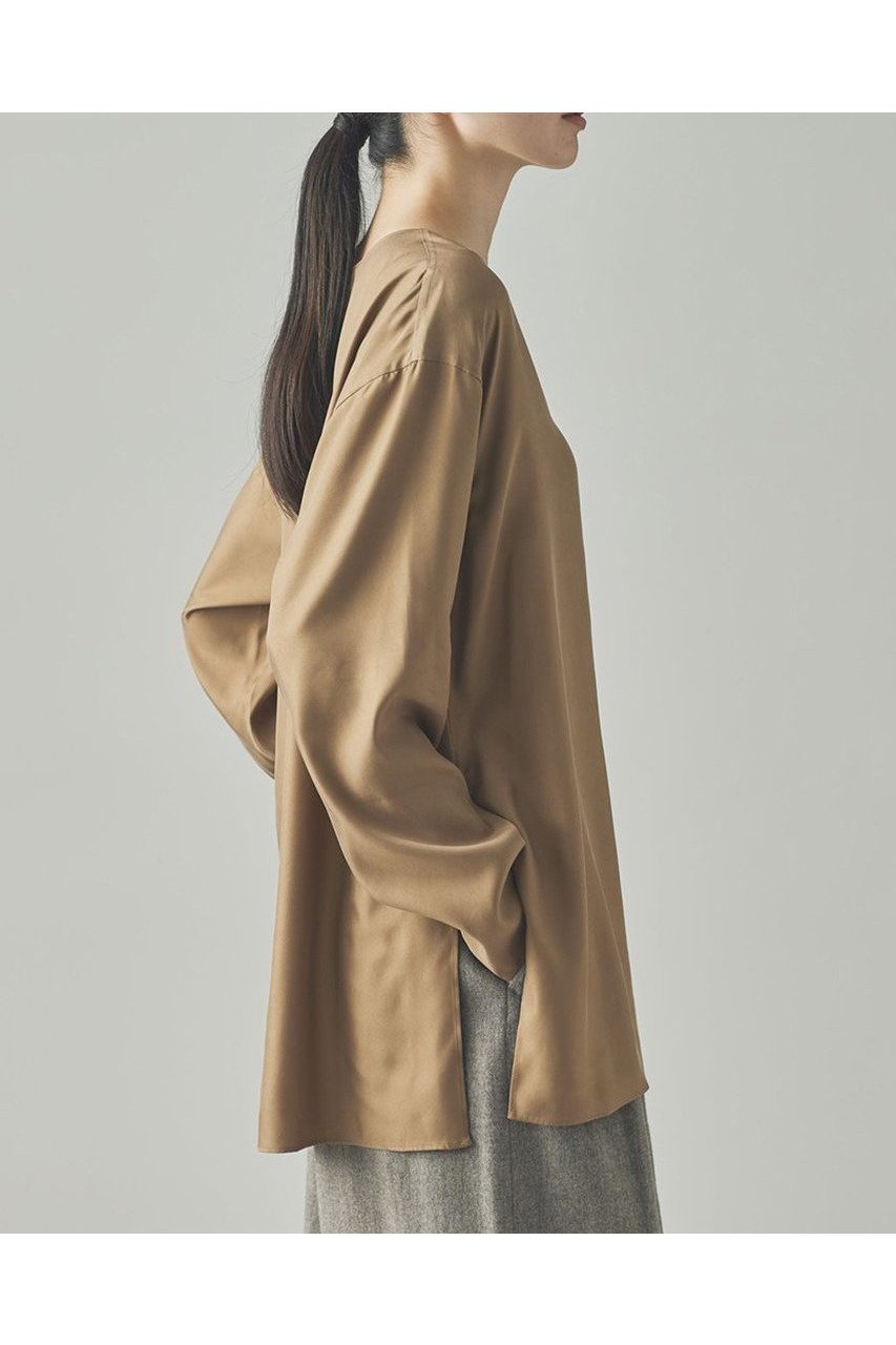 【カレンソロジー/Curensology】のキュプラツイル2WAYブラウス 人気、トレンドファッション・服の通販 founy(ファニー) 　ファッション　Fashion　レディースファッション　Fashion for Women　トップス・カットソー　Cut & Sew Tops　シャツ・ブラウス・オフィスカジュアル　Elegant Blouses & Button-Ups　エレガント 上品　Elegant　キュプラ　Cupro, Eco Fabric　シンプル　Simple, Minimal　スタイリッシュ　Stylish, Fashionable　スリット　Slit, Slit Detail　スリーブ　Sleeve, Long Sleeve / Short Sleeve　ビンテージ　Vintage, Retro Style　フォーマル　Formal, Dressy　ロング　Long, Long-Length　新作・新入荷　New Arrivals / New In　other-3|ID: prp329100004608800 ipo3291000000032949782