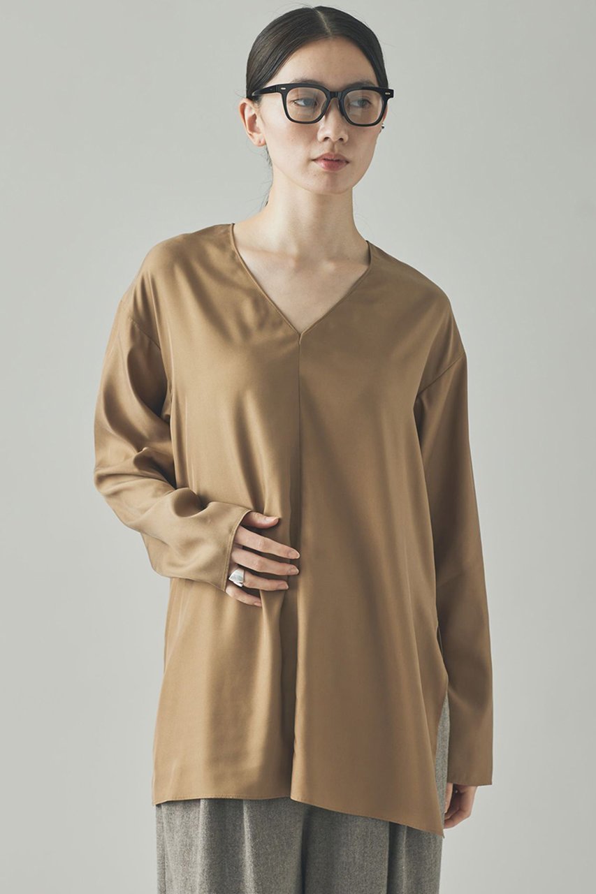 【カレンソロジー/Curensology】のキュプラツイル2WAYブラウス 人気、トレンドファッション・服の通販 founy(ファニー) ファッション Fashion レディースファッション Fashion for Women トップス・カットソー Cut & Sew Tops シャツ・ブラウス・オフィスカジュアル Elegant Blouses & Button-Ups エレガント 上品 Elegant キュプラ Cupro, Eco Fabric シンプル Simple, Minimal スタイリッシュ Stylish, Fashionable スリット Slit, Slit Detail スリーブ Sleeve, Long Sleeve / Short Sleeve ビンテージ Vintage, Retro Style フォーマル Formal, Dressy ロング Long, Long-Length other-2|ID: prp329100004608800 ipo3291000000035964076