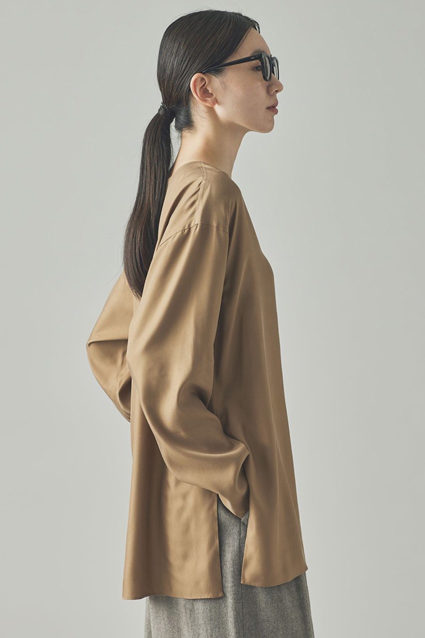 【カレンソロジー/Curensology】のキュプラツイル2WAYブラウス 人気、トレンドファッション・服の通販 founy(ファニー) ファッション Fashion レディースファッション Fashion for Women トップス・カットソー Cut & Sew Tops シャツ・ブラウス・オフィスカジュアル Elegant Blouses & Button-Ups エレガント 上品 Elegant キュプラ Cupro, Eco Fabric シンプル Simple, Minimal スタイリッシュ Stylish, Fashionable スリット Slit, Slit Detail スリーブ Sleeve, Long Sleeve / Short Sleeve ビンテージ Vintage, Retro Style フォーマル Formal, Dressy ロング Long, Long-Length other-3|ID: prp329100004608800 ipo3291000000035964077