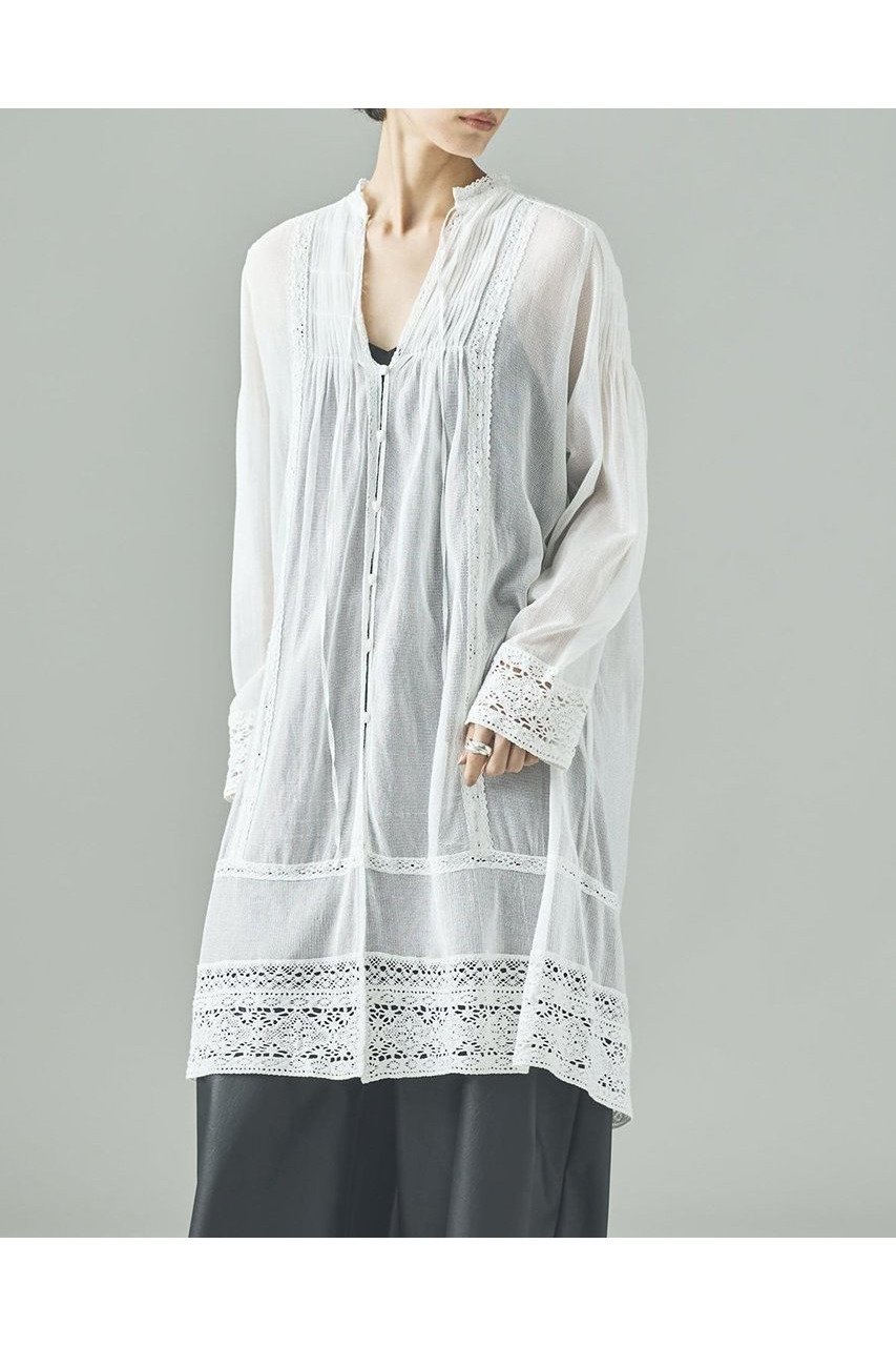 【カレンソロジー/Curensology】のコットンメッシュブラウス インテリア・キッズ・メンズ・レディースファッション・服の通販 founy(ファニー) 　ファッション　Fashion　レディースファッション　Fashion for Women　トップス・カットソー　Cut & Sew Tops　シャツ・ブラウス・オフィスカジュアル　Elegant Blouses & Button-Ups　おすすめ　Recommended / Our Picks　インド　Indian Textile　インナー　Innerwear　サテン　Satin, Glossy Fabric　スリーブ　Sleeve, Long Sleeve / Short Sleeve　バランス　Balance, Style Balance　フリル　Frill, Ruffle　メッシュ　Mesh, Net Fabric　ロング　Long, Long-Length　新作・新入荷　New Arrivals / New In　ホワイト|ID: prp329100004608802 ipo3291000000032949821