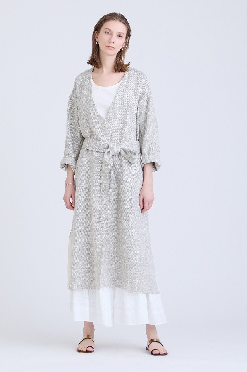 【ハウス オブ ロータス/HOUSE OF LOTUS】のスラブツイルノーカラーコート 人気、トレンドファッション・服の通販 founy(ファニー) 　ファッション　Fashion　レディースファッション　Fashion for Women　アウター　Coat / Outerwear Collection　コート・ロングコート・ピーコート　Long Coats, Peacoats & More　ショルダー　Shoulder, Shoulder Strap　スリット　Slit, Slit Detail　ツイル　Twist, Twisted Detail　ロング　Long, Long-Length　夏　Summer　春　Spring　S/S・春夏　SS, Spring/Summer, Warm Season　other-8|ID: prp329100004608803 ipo3291000000032949887