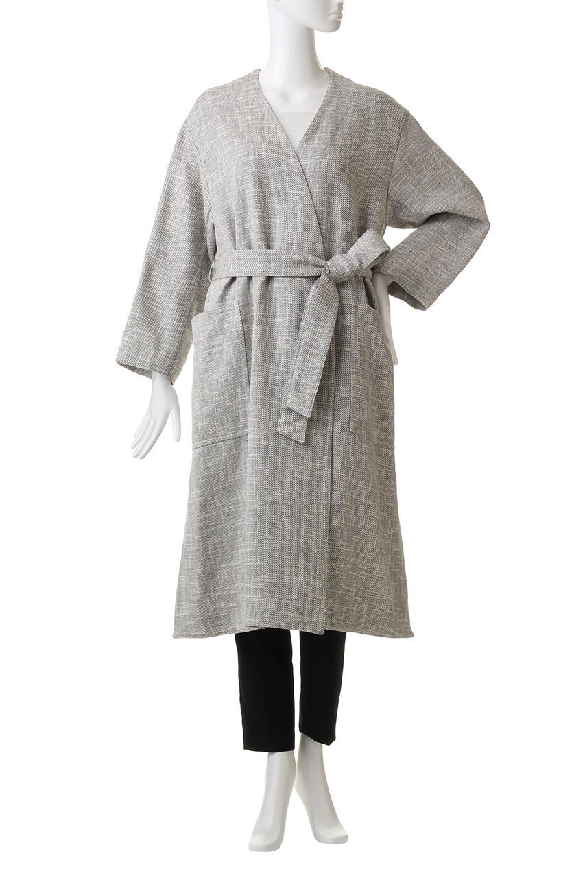 【ハウス オブ ロータス/HOUSE OF LOTUS】のスラブツイルノーカラーコート 人気、トレンドファッション・服の通販 founy(ファニー) 　ファッション　Fashion　レディースファッション　Fashion for Women　アウター　Coat / Outerwear Collection　コート・ロングコート・ピーコート　Long Coats, Peacoats & More　ショルダー　Shoulder, Shoulder Strap　スリット　Slit, Slit Detail　ツイル　Twist, Twisted Detail　ロング　Long, Long-Length　夏　Summer　春　Spring　S/S・春夏　SS, Spring/Summer, Warm Season　other-2|ID: prp329100004608803 ipo3291000000034956203