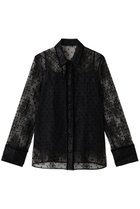 【アルアバイル/allureville】の【Loulou Willoughby】フロッキードットレースブラウス 人気、トレンドファッション・服の通販 founy(ファニー) ファッション Fashion レディースファッション Fashion for Women トップス・カットソー Cut & Sew Tops シャツ・ブラウス・オフィスカジュアル Elegant Blouses & Button-Ups カフス Cuff Design スリーブ Sleeve, Long Sleeve / Short Sleeve バランス Balance, Style Balance ベロア Velour, Soft Velvet リボン Ribbon, Bow レース Lace, Lace Fabric ロング Long, Long-Length thumbnail ブラック|ID: prp329100004608805 ipo3291000000033629218