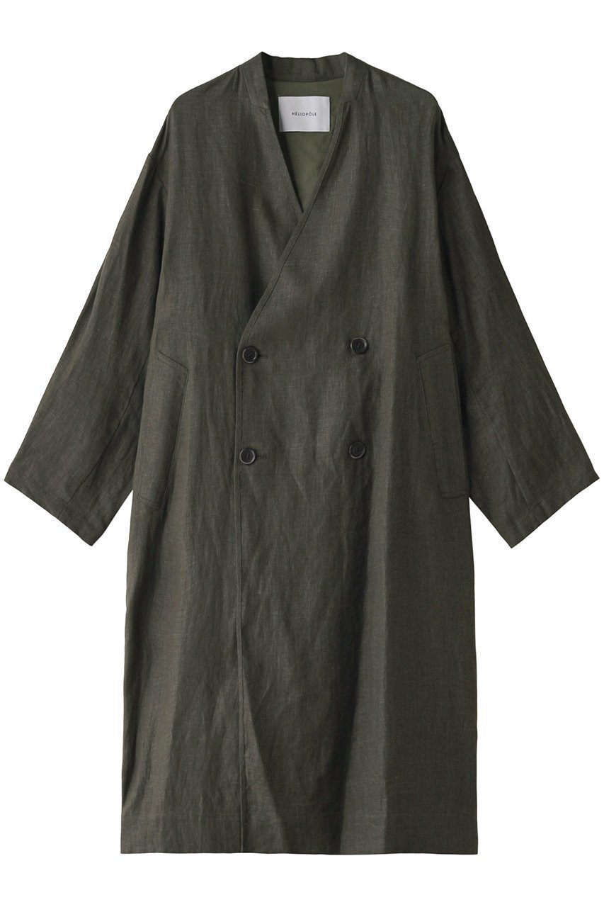 【エリオポール/heliopole】のDUNGAREES LINEN ロングコート インテリア・キッズ・メンズ・レディースファッション・服の通販 founy(ファニー) 　ファッション　Fashion　レディースファッション　Fashion for Women　アウター　Coat / Outerwear Collection　コート・ロングコート・ピーコート　Long Coats, Peacoats & More　カーディガン　Cardigan, Knitwear　ダブル　Double, Double-Breasted　フレンチ　French, French Style　リネン　Linen, Linen Fabric　ロング　Long, Long-Length　エレガント 上品　Elegant　定番　Standard, Basic Item　春　Spring　オリーブ|ID: prp329100004608806 ipo3291000000032949910