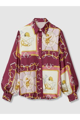 【アルアバイル/allureville】 【Loulou Willoughby】RATTIジョッキープリントシャツブラウス人気、トレンドファッション・服の通販 founy(ファニー) ファッション Fashion レディースファッション Fashion for Women トップス・カットソー Cut & Sew Tops シャツ・ブラウス・オフィスカジュアル Elegant Blouses & Button-Ups イタリア Italy シンプル Simple, Minimal スリーブ Sleeve, Long Sleeve / Short Sleeve セットアップ Set-Up, Coordinated Outfit バランス Balance, Style Balance フレア Flare, Flared プリント Print, Printed Pattern モチーフ Motif, Design Theme ロング Long, Long-Length |ID:prp329100004608808