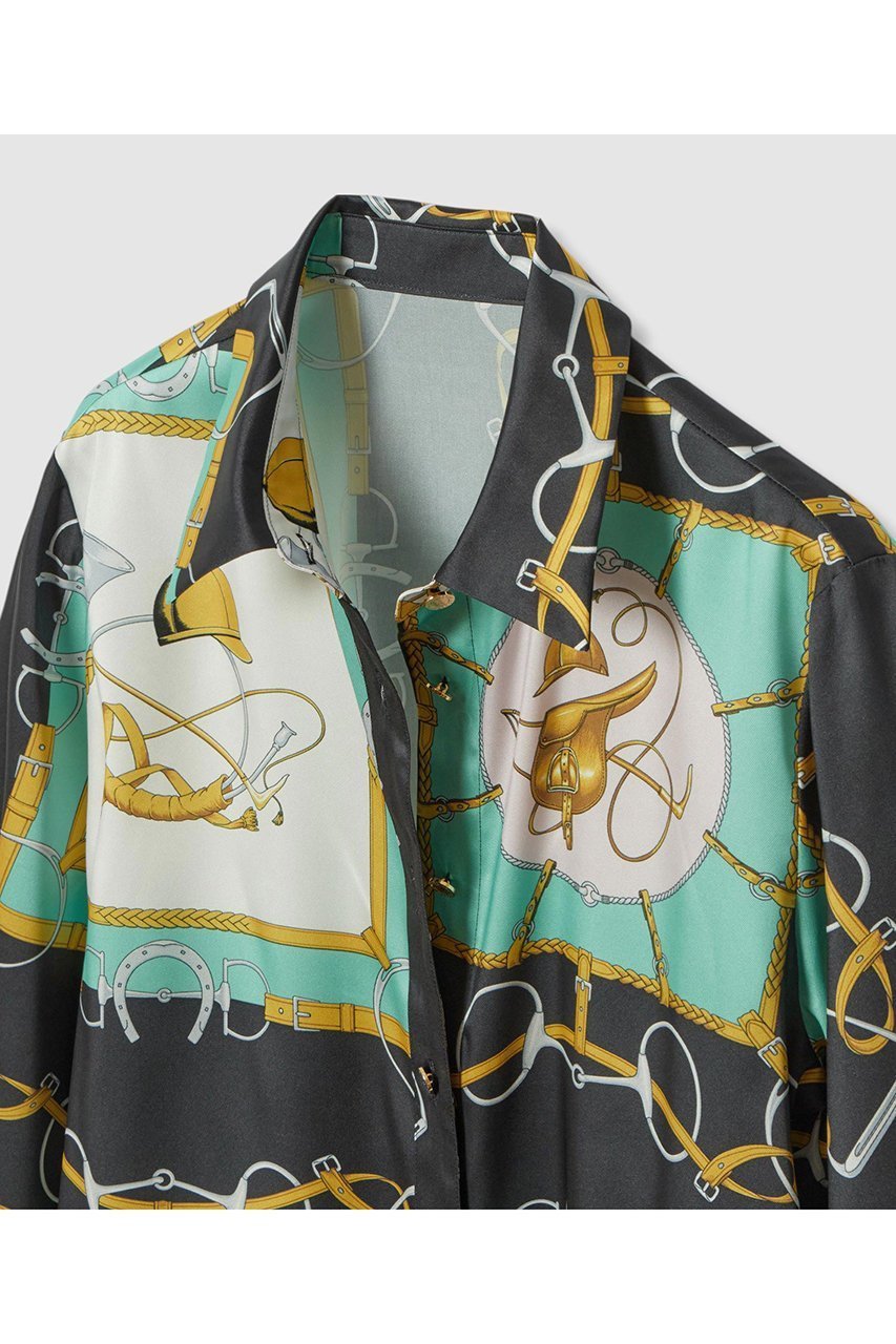 【アルアバイル/allureville】の【Loulou Willoughby】RATTIジョッキープリントシャツブラウス 人気、トレンドファッション・服の通販 founy(ファニー) 　ファッション　Fashion　レディースファッション　Fashion for Women　トップス・カットソー　Cut & Sew Tops　シャツ・ブラウス・オフィスカジュアル　Elegant Blouses & Button-Ups　イタリア　Italy　シンプル　Simple, Minimal　スリーブ　Sleeve, Long Sleeve / Short Sleeve　セットアップ　Set-Up, Coordinated Outfit　バランス　Balance, Style Balance　フレア　Flare, Flared　プリント　Print, Printed Pattern　モチーフ　Motif, Design Theme　ロング　Long, Long-Length　other-3|ID: prp329100004608808 ipo3291000000035964087