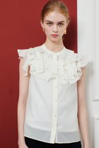 【アルアバイル/allureville】の【Loulou Willoughby】ラッフルボリュームブラウス 人気、トレンドファッション・服の通販 founy(ファニー) ファッション Fashion レディースファッション Fashion for Women トップス・カットソー Cut & Sew Tops キャミソール&ノースリーブ Camisoles & Sleeveless Tops シャツ・ブラウス・オフィスカジュアル Elegant Blouses & Button-Ups シアー Sheer, See-Through シルク Silk, 100% Silk トレンド Trend, Trending Now ノースリーブ Sleeveless, No-Sleeve フリル Frill, Ruffle エレガント 上品 Elegant thumbnail オフホワイト|ID: prp329100004608809 ipo3291000000035770657