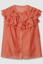 【アルアバイル/allureville】の【Loulou Willoughby】ラッフルボリュームブラウス 人気、トレンドファッション・服の通販 founy(ファニー) ファッション Fashion レディースファッション Fashion for Women トップス・カットソー Cut & Sew Tops キャミソール&ノースリーブ Camisoles & Sleeveless Tops シャツ・ブラウス・オフィスカジュアル Elegant Blouses & Button-Ups シアー Sheer, See-Through シルク Silk, 100% Silk トレンド Trend, Trending Now ノースリーブ Sleeveless, No-Sleeve フリル Frill, Ruffle エレガント 上品 Elegant thumbnail オレンジ|ID: prp329100004608809 ipo3291000000035770658