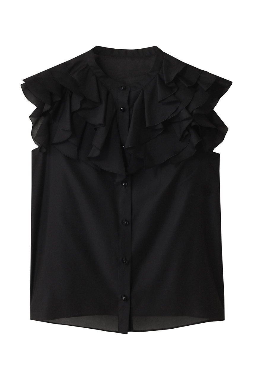 【アルアバイル/allureville】の【Loulou Willoughby】ラッフルボリュームブラウス インテリア・キッズ・メンズ・レディースファッション・服の通販 founy(ファニー) 　ファッション　Fashion　レディースファッション　Fashion for Women　トップス・カットソー　Cut & Sew Tops　キャミソール&ノースリーブ　Camisoles & Sleeveless Tops　シャツ・ブラウス・オフィスカジュアル　Elegant Blouses & Button-Ups　シアー　Sheer, See-Through　シルク　Silk, 100% Silk　トレンド　Trend, Trending Now　ノースリーブ　Sleeveless, No-Sleeve　フリル　Frill, Ruffle　エレガント 上品　Elegant　ブラック|ID: prp329100004608809 ipo3291000000035770659