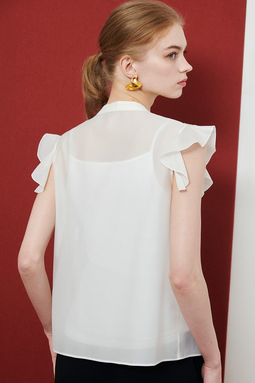 【アルアバイル/allureville】の【Loulou Willoughby】ラッフルボリュームブラウス 人気、トレンドファッション・服の通販 founy(ファニー) 　ファッション　Fashion　レディースファッション　Fashion for Women　トップス・カットソー　Cut & Sew Tops　キャミソール&ノースリーブ　Camisoles & Sleeveless Tops　シャツ・ブラウス・オフィスカジュアル　Elegant Blouses & Button-Ups　シアー　Sheer, See-Through　シルク　Silk, 100% Silk　トレンド　Trend, Trending Now　ノースリーブ　Sleeveless, No-Sleeve　フリル　Frill, Ruffle　エレガント 上品　Elegant　other-3|ID: prp329100004608809 ipo3291000000036076271