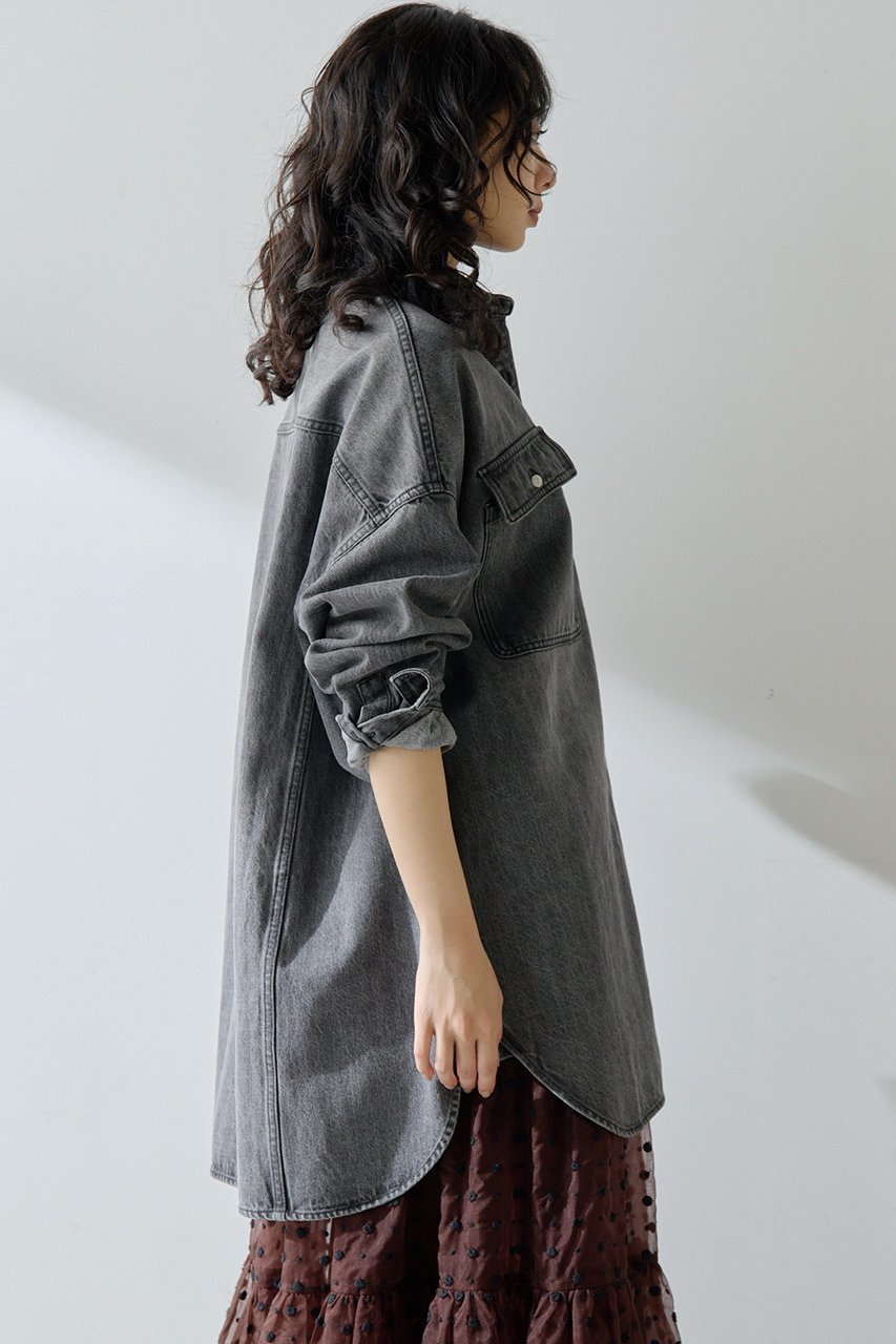 【ウィムガゼット/Whim Gazette】のコットンヘンプデニムオーバーシャツ 人気、トレンドファッション・服の通販 founy(ファニー) 　ファッション　Fashion　レディースファッション　Fashion for Women　トップス・カットソー　Cut & Sew Tops　シャツ・ブラウス・オフィスカジュアル　Elegant Blouses & Button-Ups　スリーブ　Sleeve, Long Sleeve / Short Sleeve　デニム　Denim, Jeans Material　ドレープ　Drape, Draping Fabric　フラップ　Flap, Flap Pocket　ポケット　Pocket, Pocket Detail　ユーズド　Used, Vintage-Look　ロング　Long, Long-Length　吸水　Absorbent, Quick-Dry　定番　Standard, Basic Item　other-5|ID: prp329100004608810 ipo3291000000035740464