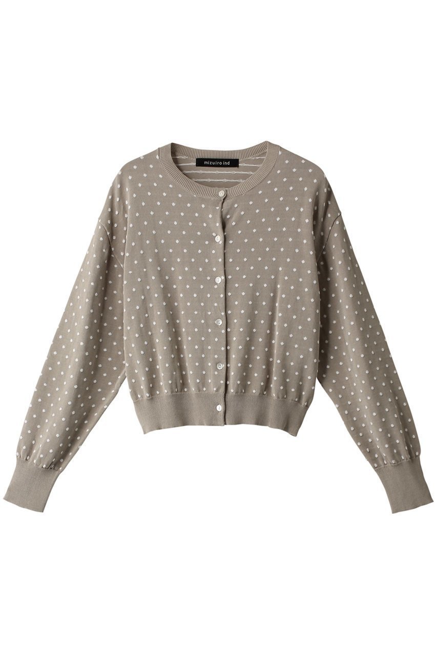 【ミズイロ インド/mizuiro ind】のdots JQ crew neck C/D カーディガン インテリア・キッズ・メンズ・レディースファッション・服の通販 founy(ファニー) 　ファッション　Fashion　レディースファッション　Fashion for Women　トップス・カットソー　Cut & Sew Tops　ニット　Knit Tops & Sweaters　カーディガン・羽織り　Layered Style Cardigans　カーディガン　Cardigan, Knitwear　ショート　Short, Short Length　トレンド　Trend, Trending Now　ドット　Polka Dot, Dot Pattern　フェミニン　Feminine, Girly　ベージュ|ID: prp329100004608819 ipo3291000000032950285