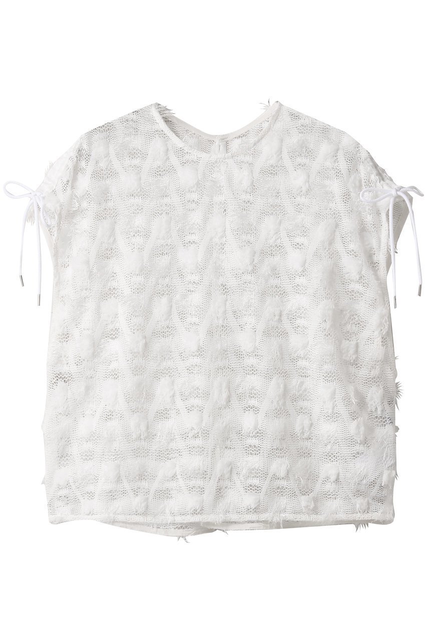 【ニアー ニッポン/near.nippon】のポップコーンレースドロスト トップス インテリア・キッズ・メンズ・レディースファッション・服の通販 founy(ファニー) 　ファッション　Fashion　レディースファッション　Fashion for Women　トップス・カットソー　Cut & Sew Tops　キャミソール&ノースリーブ　Camisoles & Sleeveless Tops　シャツ・ブラウス・オフィスカジュアル　Elegant Blouses & Button-Ups　ギャザー　Gathered, Ruffled　シアー　Sheer, See-Through　シンプル　Simple, Minimal　スリーブ　Sleeve, Long Sleeve / Short Sleeve　ノースリーブ　Sleeveless, No-Sleeve　フリル　Frill, Ruffle　フレンチ　French, French Style　ボトム　Bottoms, Lower Wear　ラウンド　Round, Round Neck　リラックス　Relax, Relaxed Fit　レース　Lace, Lace Fabric　ホワイト|ID: prp329100004608828 ipo3291000000035136111