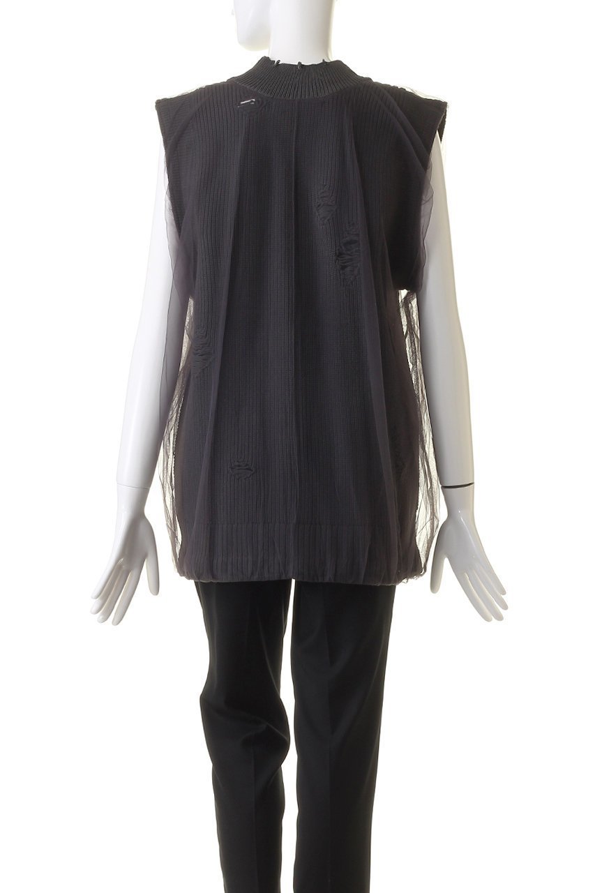 【プランク プロジェクト/PRANK PROJECT】のチュールギャザークラッシュニットベスト / Tulle Gathered Crushed Knit Vest 人気、トレンドファッション・服の通販 founy(ファニー) 　ファッション　Fashion　レディースファッション　Fashion for Women　トップス・カットソー　Cut & Sew Tops　ニット　Knit Tops & Sweaters　ベスト&ジレ / 重ね着スタイル　Vests & Gilets　カジュアルプルオーバー・ニットトップス　Pullovers & Knit Tops / Casual Pullovers　おすすめ　Recommended / Our Picks　インナー　Innerwear　キャミソール　Camisole, Spaghetti Strap Top　ギャザー　Gathered, Ruffled　シアー　Sheer, See-Through　シンプル　Simple, Minimal　ダメージ　Distressed, Destroyed　チュール　Tulip, Tulip Motif　ベスト　Vest, Waistcoat　軽量　Lightweight, Ultra Light　other-4|ID: prp329100004608829 ipo3291000000034422938