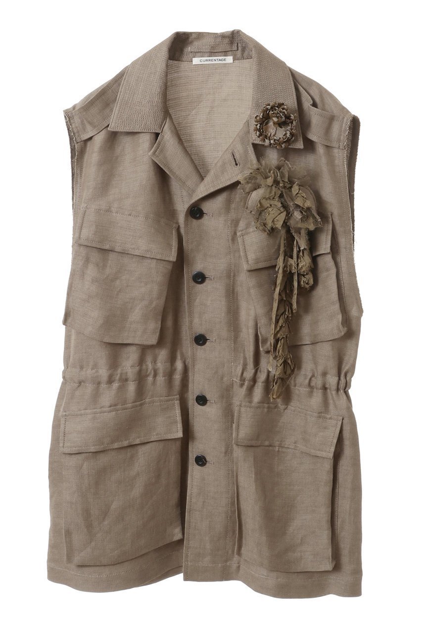 【カレンテージ/CURRENTAGE】のジレ インテリア・キッズ・メンズ・レディースファッション・服の通販 founy(ファニー) 　ファッション　Fashion　レディースファッション　Fashion for Women　アウター　Coat / Outerwear Collection　レディースジャケット・軽アウター　Jackets　エレガント 上品　Elegant　カットオフ　Cut-Off Design　クラシック　Classic, Timeless Style　ジャケット　Jacket, Outerwear　ベスト　Vest, Waistcoat　ミリタリー　Military, Army Style　モダン　Modern, Contemporary　リネン　Linen, Linen Fabric　ヴィンテージ　Vintage Style　カーキ|ID: prp329100004608832 ipo3291000000032950631