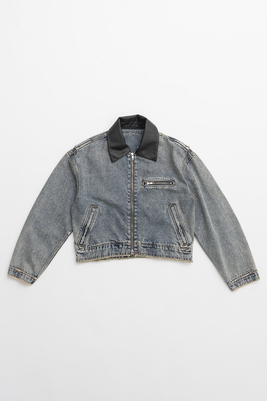 【プランク プロジェクト/PRANK PROJECT】のレザーカラーデニムブルゾン / Leather Collar Denim Blouson インテリア・キッズ・メンズ・レディースファッション・服の通販 founy(ファニー) 　ファッション　Fashion　レディースファッション　Fashion for Women　アウター　Coat / Outerwear Collection　レディースジャケット・軽アウター　Jackets　ブルゾンジャケット・スポーティアウター　Blouson Jackets　ウォッシュ　Washed Finish　ケミカル　Chemical, Chemical Wash　ジャケット　Jacket, Outerwear　デニム　Denim, Jeans Material　ブルゾン　Blouson, Bomber Jacket　ヴィンテージ　Vintage Style　BLU(ブルー)|ID: prp329100004608835 ipo3291000000032950891