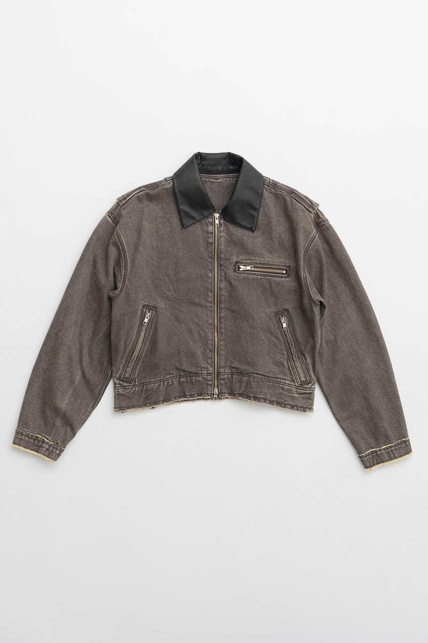 【プランク プロジェクト/PRANK PROJECT】のレザーカラーデニムブルゾン / Leather Collar Denim Blouson インテリア・キッズ・メンズ・レディースファッション・服の通販 founy(ファニー) 　ファッション　Fashion　レディースファッション　Fashion for Women　アウター　Coat / Outerwear Collection　レディースジャケット・軽アウター　Jackets　ブルゾンジャケット・スポーティアウター　Blouson Jackets　ウォッシュ　Washed Finish　ケミカル　Chemical, Chemical Wash　ジャケット　Jacket, Outerwear　デニム　Denim, Jeans Material　ブルゾン　Blouson, Bomber Jacket　ヴィンテージ　Vintage Style　BRN(ブラウン)|ID: prp329100004608835 ipo3291000000032950894