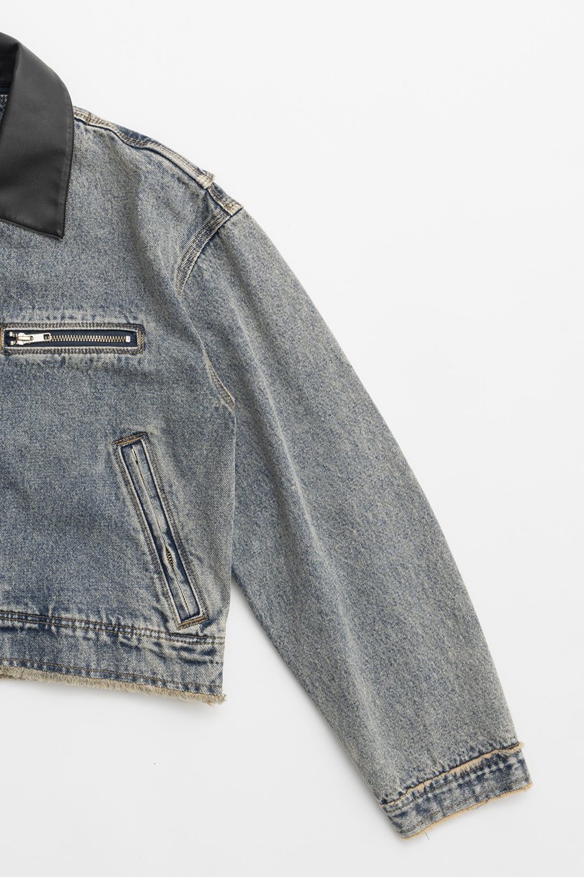 【プランク プロジェクト/PRANK PROJECT】のレザーカラーデニムブルゾン / Leather Collar Denim Blouson 人気、トレンドファッション・服の通販 founy(ファニー) 　ファッション　Fashion　レディースファッション　Fashion for Women　アウター　Coat / Outerwear Collection　レディースジャケット・軽アウター　Jackets　ブルゾンジャケット・スポーティアウター　Blouson Jackets　ウォッシュ　Washed Finish　ケミカル　Chemical, Chemical Wash　ジャケット　Jacket, Outerwear　デニム　Denim, Jeans Material　ブルゾン　Blouson, Bomber Jacket　ヴィンテージ　Vintage Style　other-3|ID: prp329100004608835 ipo3291000000032950905