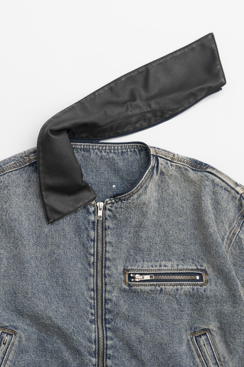 【プランク プロジェクト/PRANK PROJECT】のレザーカラーデニムブルゾン / Leather Collar Denim Blouson 人気、トレンドファッション・服の通販 founy(ファニー) 　ファッション　Fashion　レディースファッション　Fashion for Women　アウター　Coat / Outerwear Collection　レディースジャケット・軽アウター　Jackets　ブルゾンジャケット・スポーティアウター　Blouson Jackets　ウォッシュ　Washed Finish　ケミカル　Chemical, Chemical Wash　ジャケット　Jacket, Outerwear　デニム　Denim, Jeans Material　ブルゾン　Blouson, Bomber Jacket　ヴィンテージ　Vintage Style　other-4|ID: prp329100004608835 ipo3291000000032950911