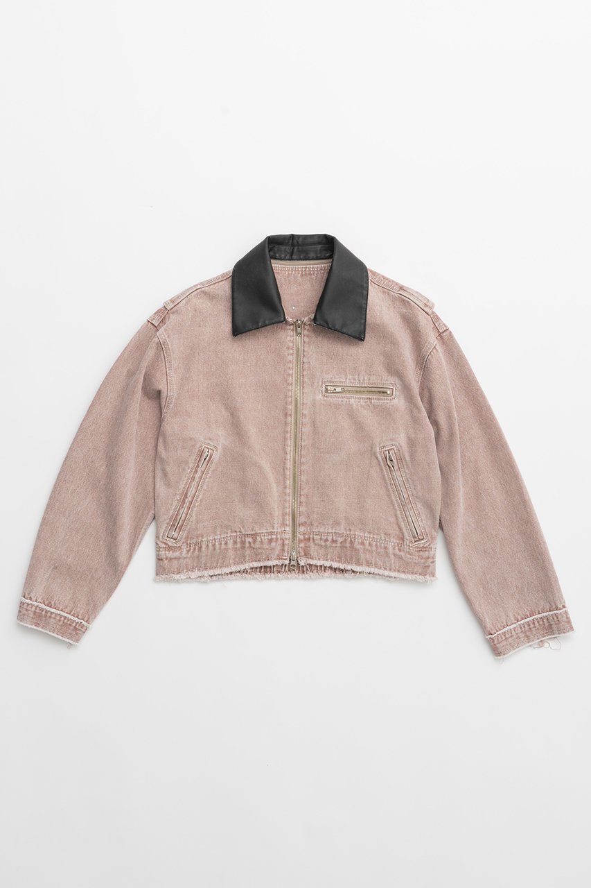 【プランク プロジェクト/PRANK PROJECT】のレザーカラーデニムブルゾン / Leather Collar Denim Blouson インテリア・キッズ・メンズ・レディースファッション・服の通販 founy(ファニー) ファッション Fashion レディースファッション Fashion for Women アウター Coat / Outerwear Collection レディースジャケット・軽アウター Jackets ブルゾンジャケット・スポーティアウター Blouson Jackets ウォッシュ Washed Finish ケミカル Chemical, Chemical Wash ジャケット Jacket, Outerwear デニム Denim, Jeans Material ブルゾン Blouson, Bomber Jacket ヴィンテージ Vintage Style PNK(ピンク)|ID: prp329100004608835 ipo3291000000035781722