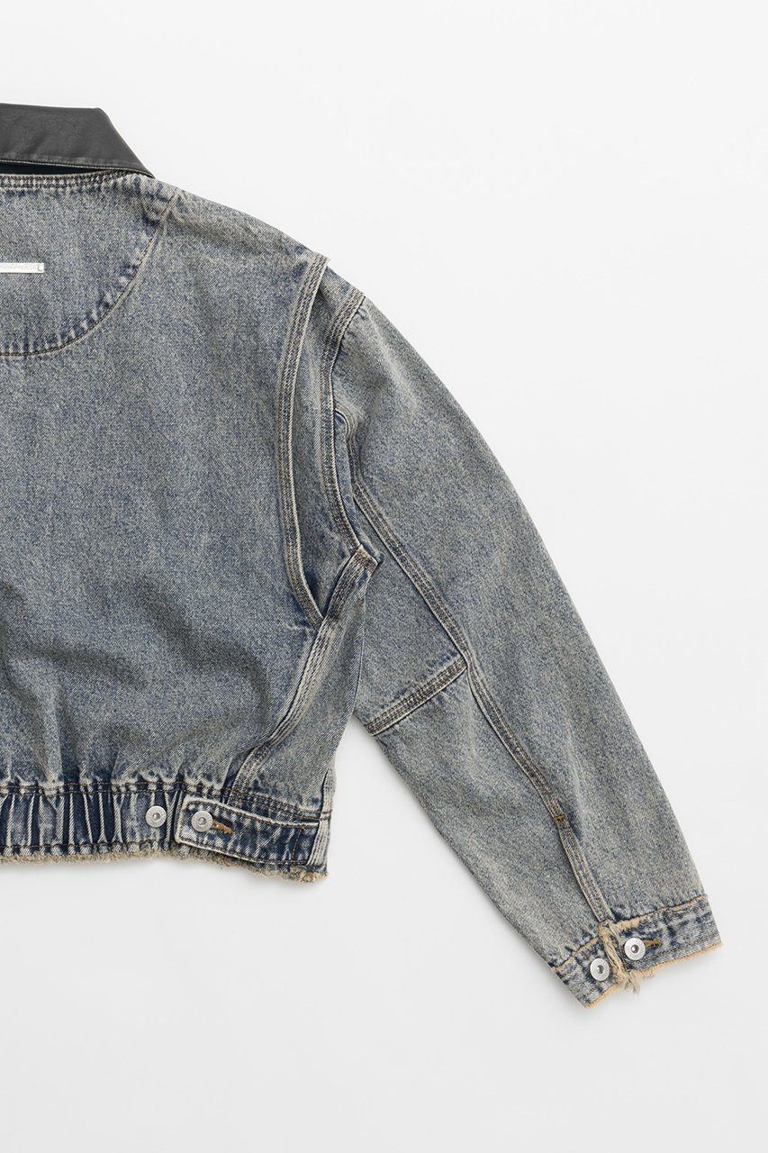 【プランク プロジェクト/PRANK PROJECT】のレザーカラーデニムブルゾン / Leather Collar Denim Blouson 人気、トレンドファッション・服の通販 founy(ファニー) ファッション Fashion レディースファッション Fashion for Women アウター Coat / Outerwear Collection レディースジャケット・軽アウター Jackets ブルゾンジャケット・スポーティアウター Blouson Jackets ウォッシュ Washed Finish ケミカル Chemical, Chemical Wash ジャケット Jacket, Outerwear デニム Denim, Jeans Material ブルゾン Blouson, Bomber Jacket ヴィンテージ Vintage Style other-8|ID: prp329100004608835 ipo3291000000035984120